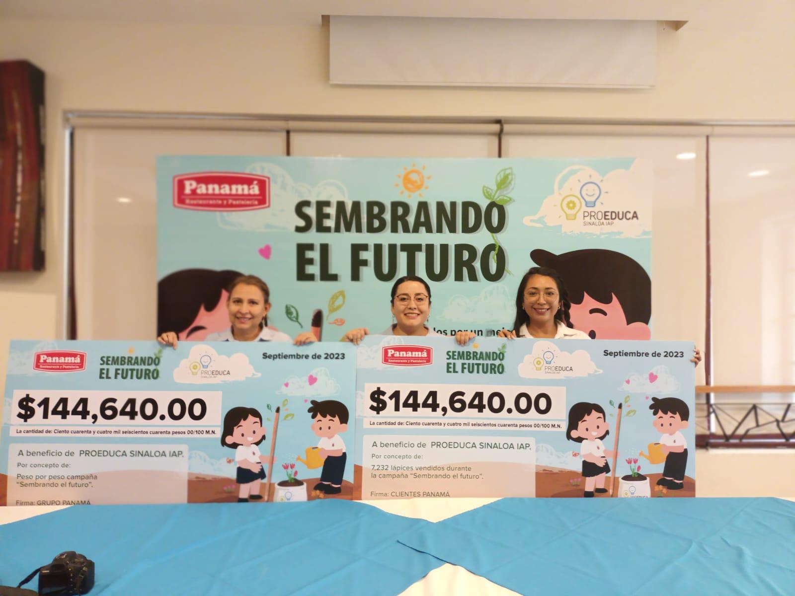 $!Entrega Grupo Panamá donativo por la campaña ‘Sembrando el futuro’ a Pro-educa Sinaloa