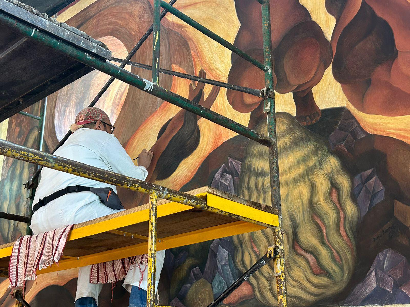 $!Los trabajos fueron realizados por el personal técnico del Taller de Pintura Mural del Centro Nacional de Conservación y Registro del Patrimonio Artístico.