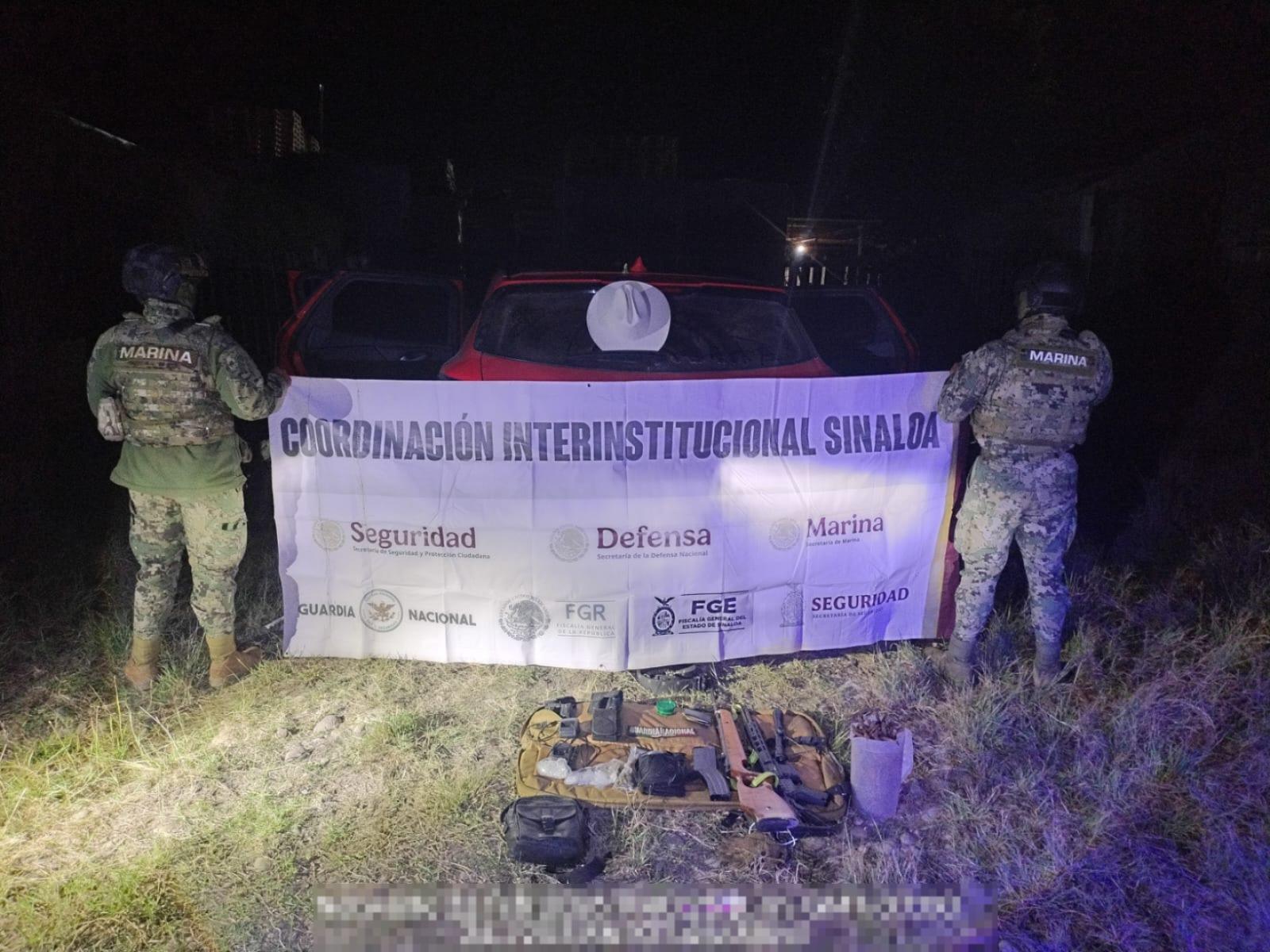 $!Marina realiza aseguramiento de vehículos, armamento y equipo táctico en Sinaloa