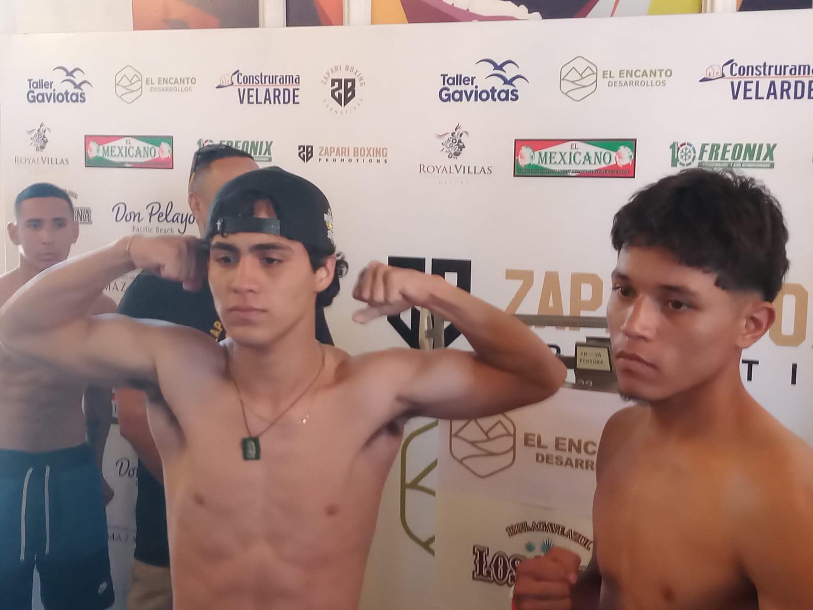 $!Pugilistas de ‘Sangre Nueva 4’ baten la báscula para su pelea en Mazatlán