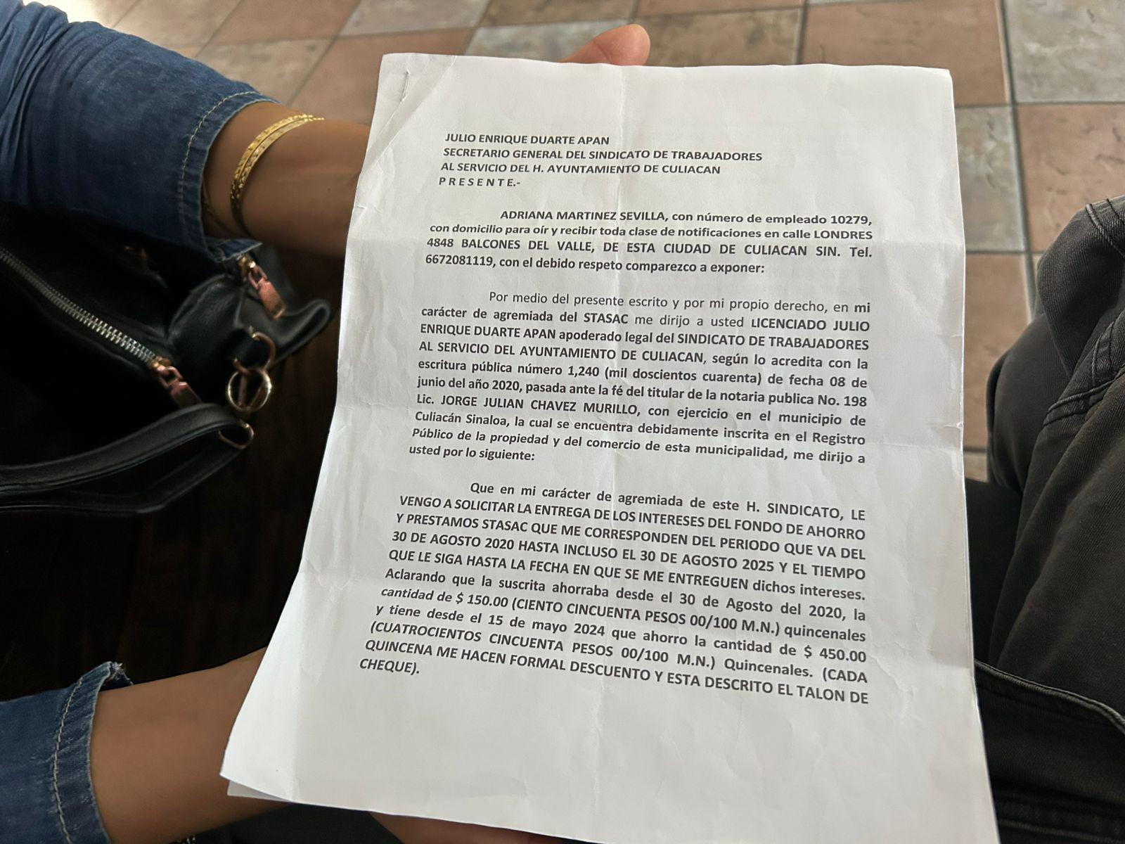 $!Jubilada acusa al STASAC de retenerle intereses de ahorro y condicionarle la entrega