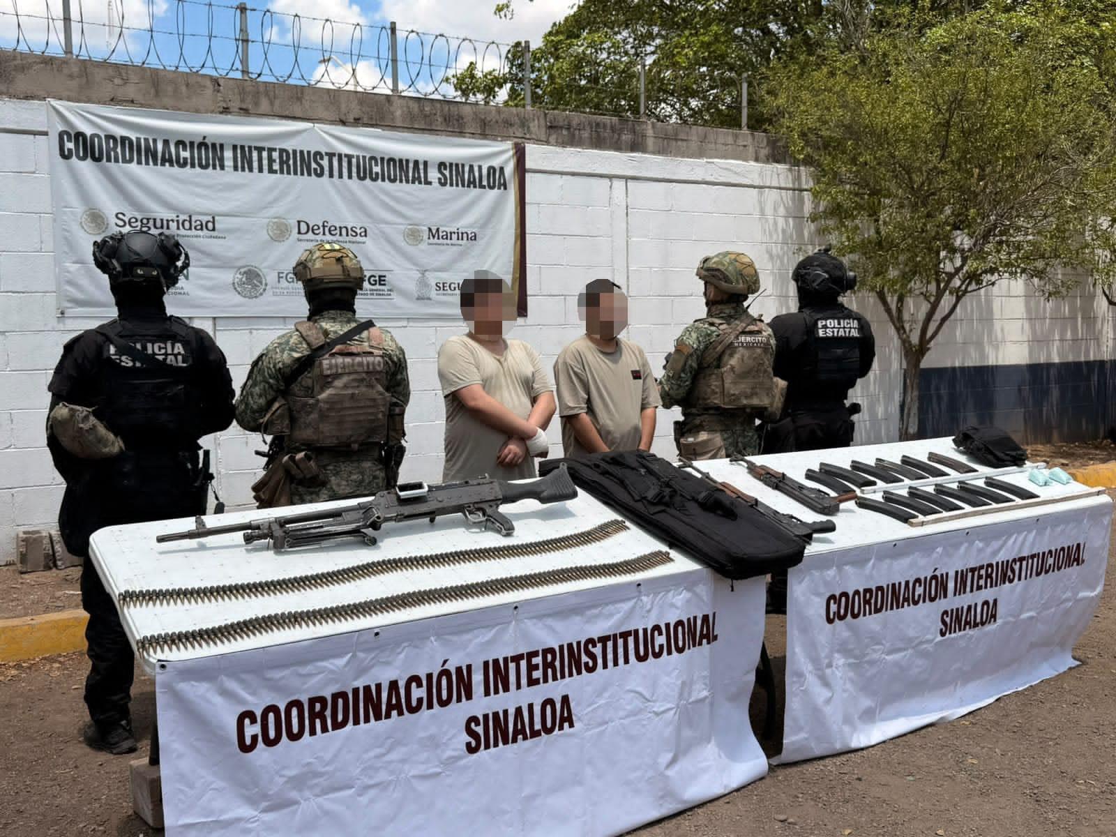 $!Con ametralladora M60 y mil pastillas de fentanilo, GOES captura a dos hombres en Culiacán