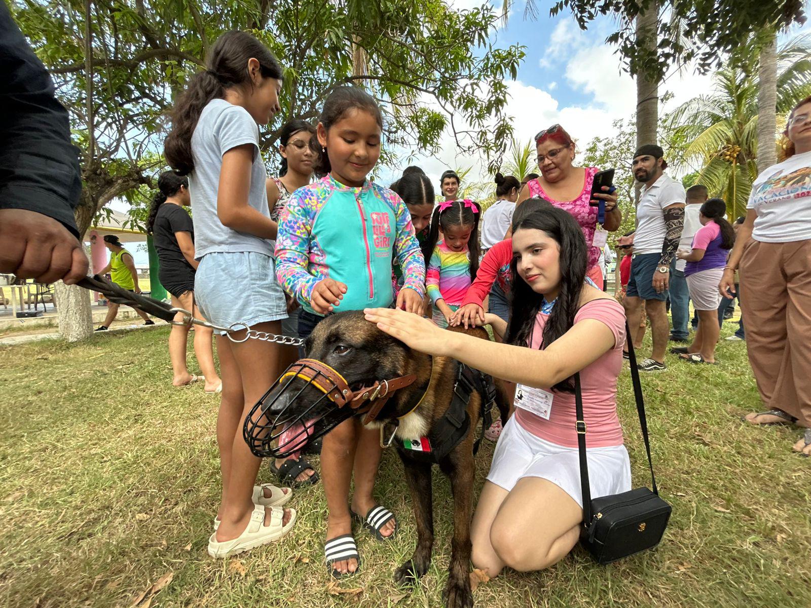 $!Elementos de la unidad K9 muestra su labor y convive con niñas y niños del Programa Vacacional 2025 del SNTSS