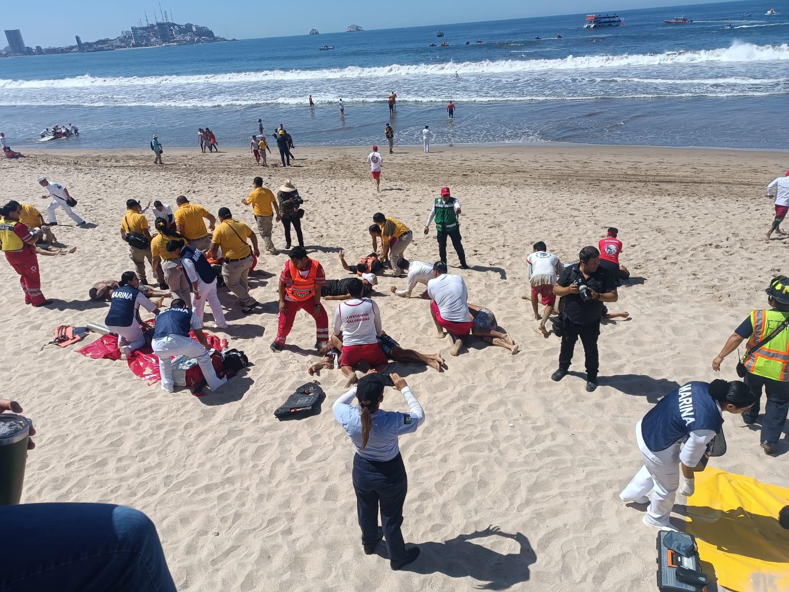 $!Simulacro en Mazatlán evalúa respuesta ante emergencias acuáticas previo a Semana Santa