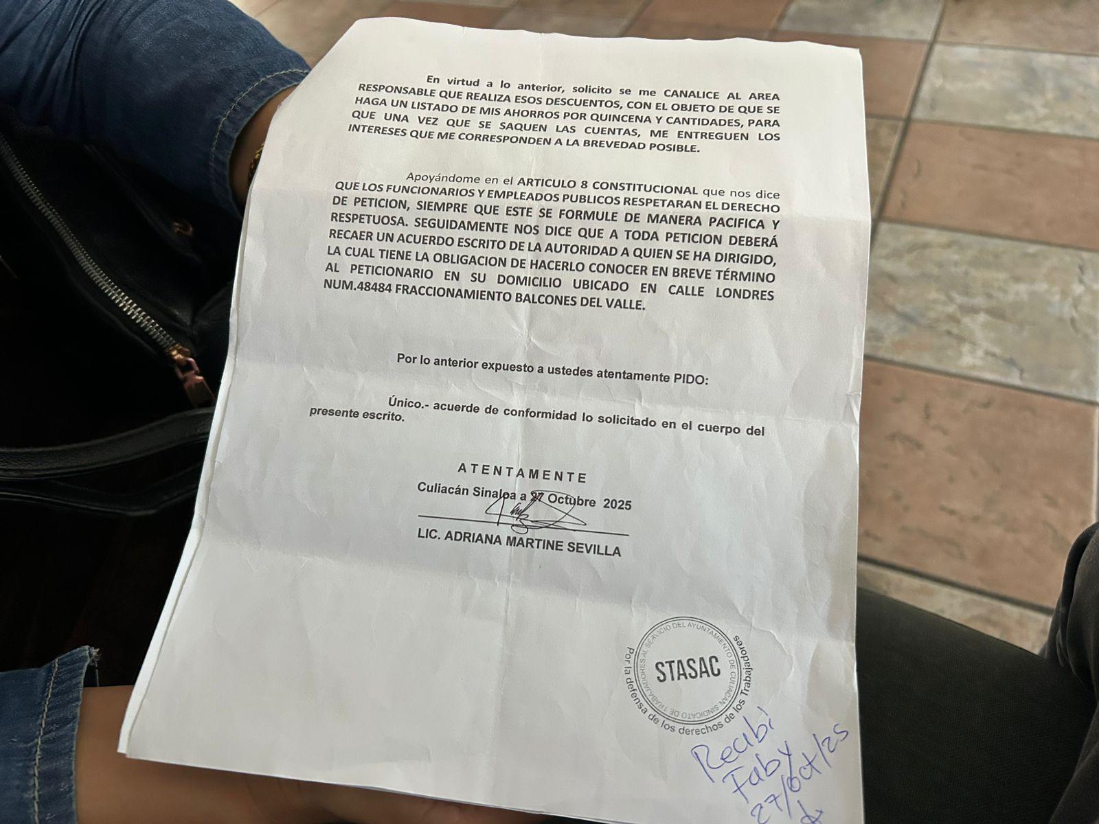 $!Jubilada acusa al STASAC de retenerle intereses de ahorro y condicionarle la entrega