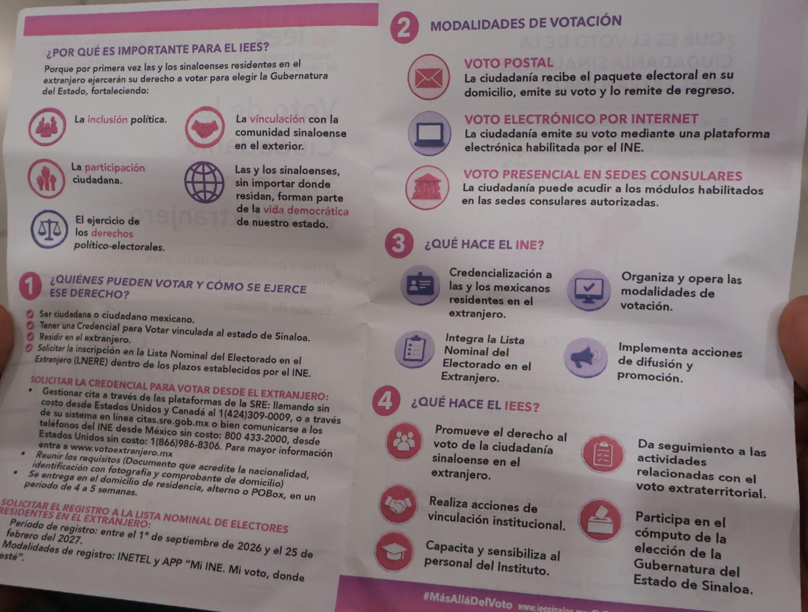 $!Sinaloenses fuera del País podrán votar por el Gobernador del Estado en 2027