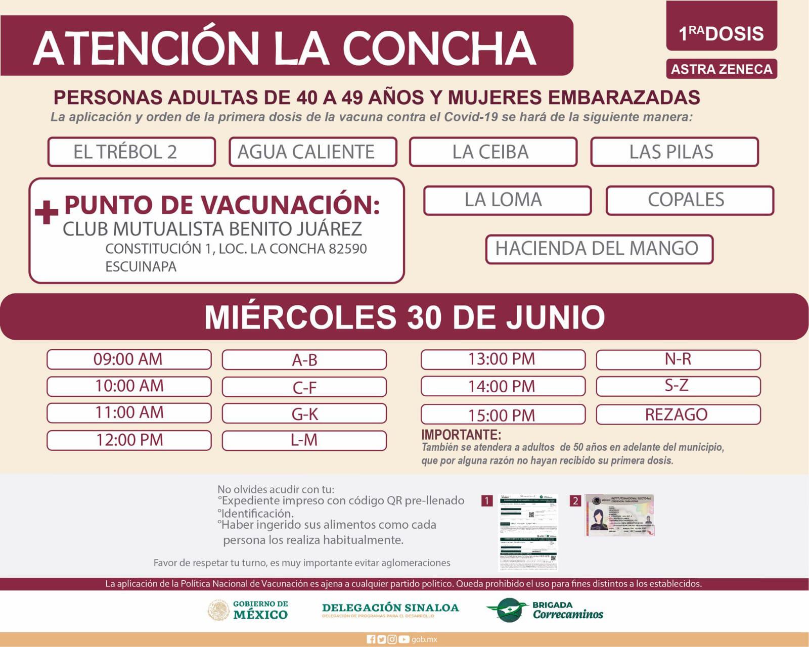$!Cuatro sindicaturas de Escuinapa empezaran la aplicación de la primera dosis de la vacuna contra covid-19 a personas de 40 a 49 años