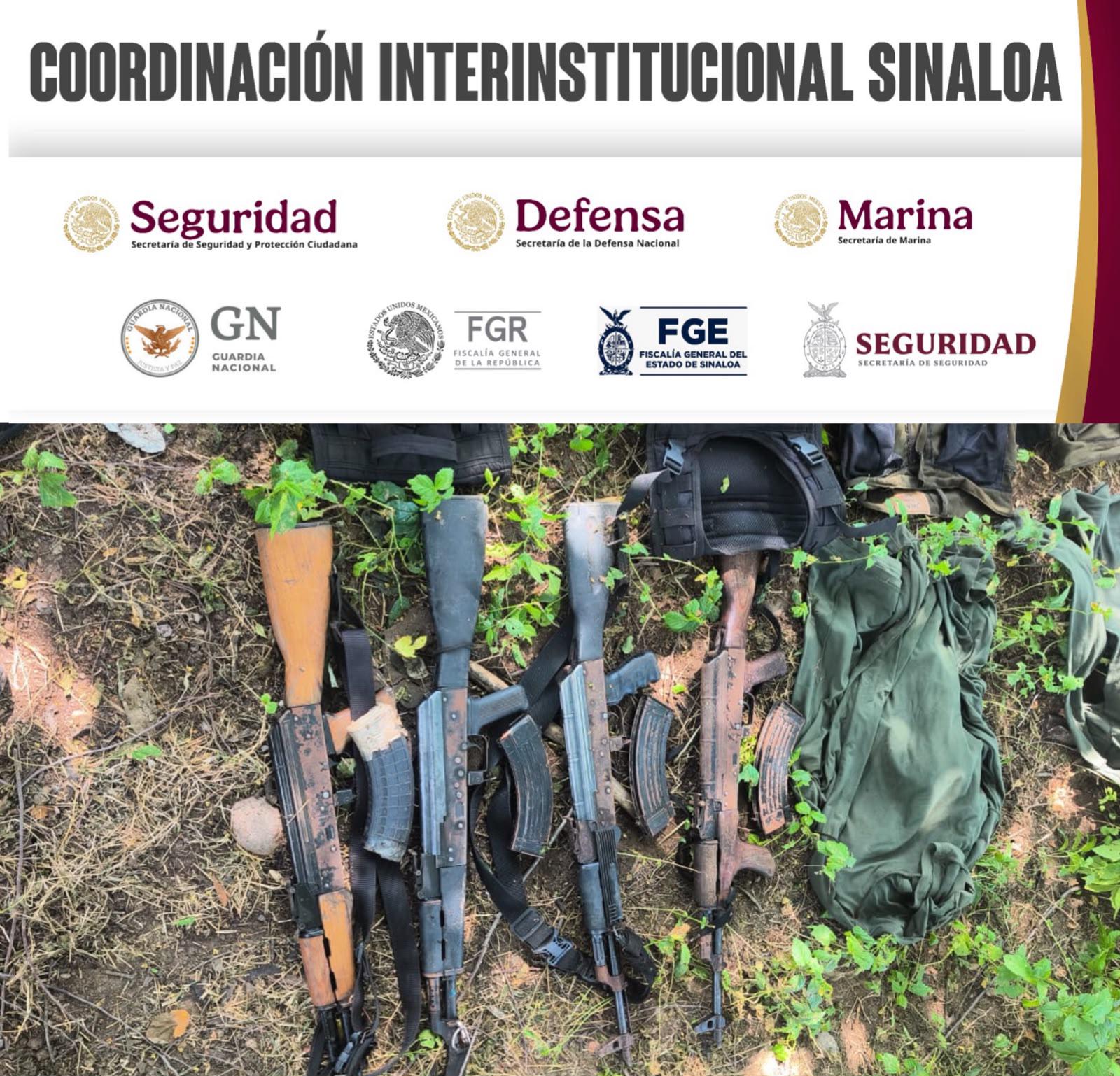 $!Desmantelan presunto campamento criminal y aseguran armas en El Recodo, Mazatlán