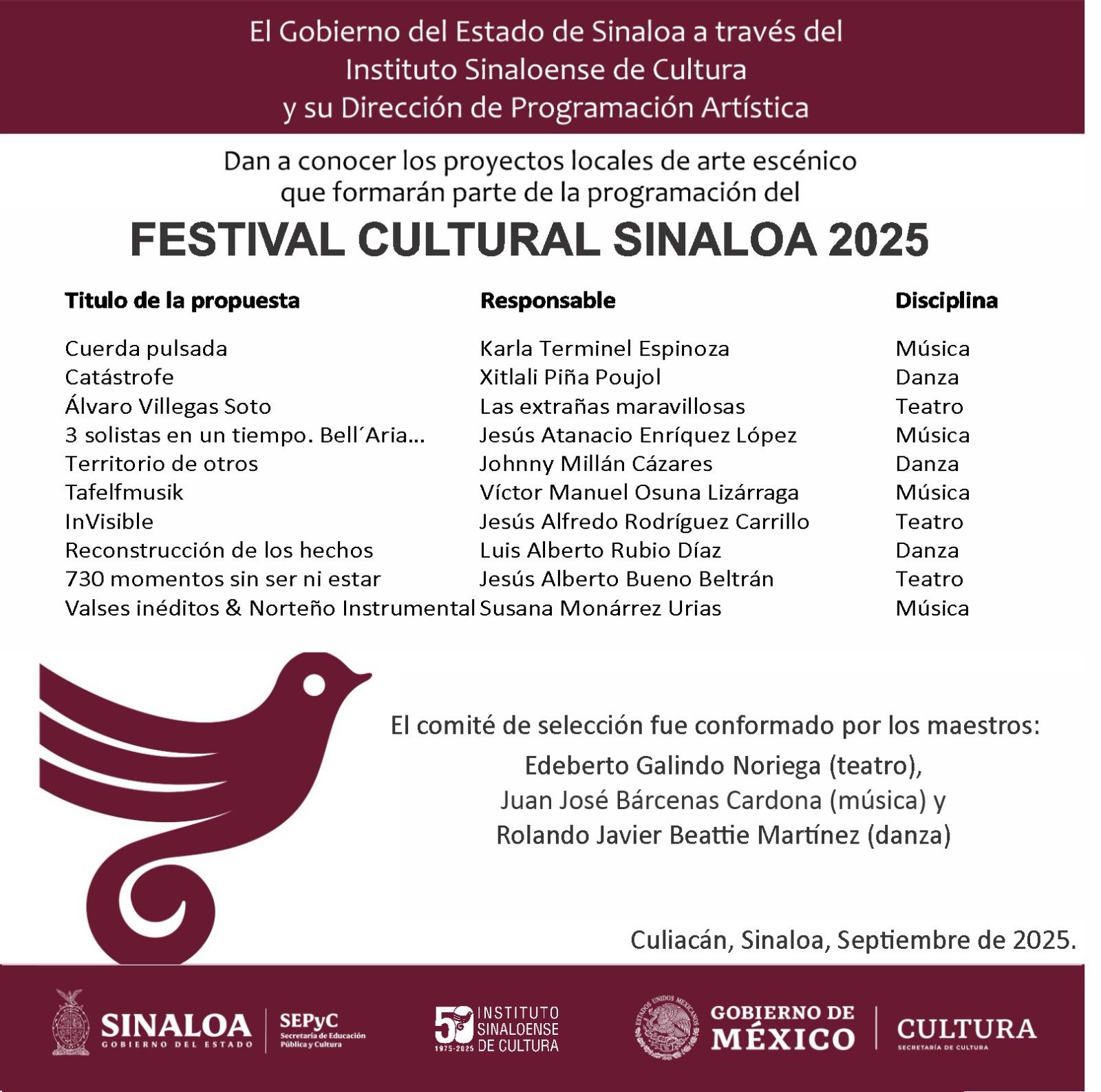 $!Seleccionan las 10 propuestas escénicas que participarán en el Festival Cultural