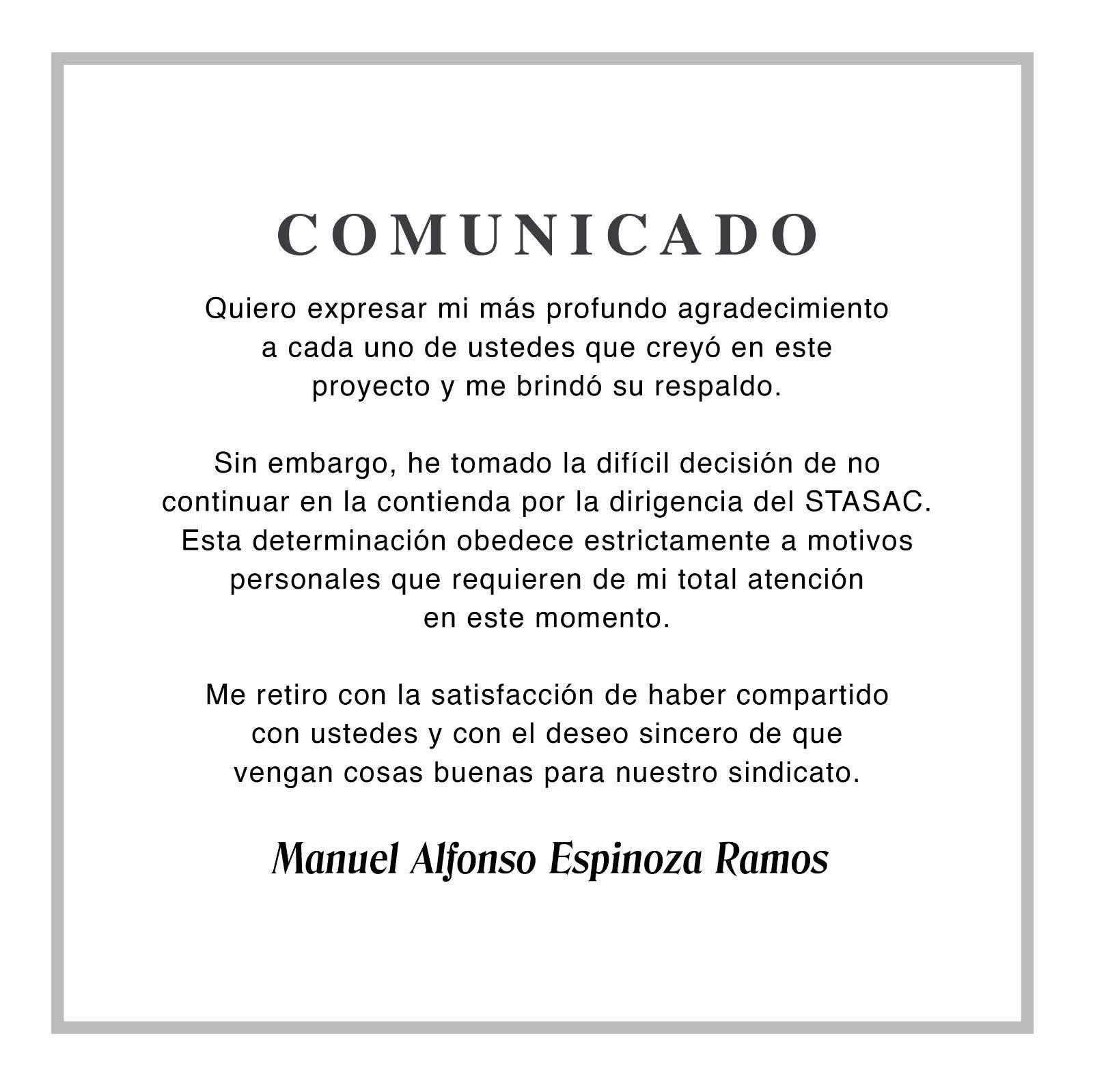 $!Dos aspirantes declinan contender por la dirigencia del STASAC; va Zayda Flores y Homar Salas