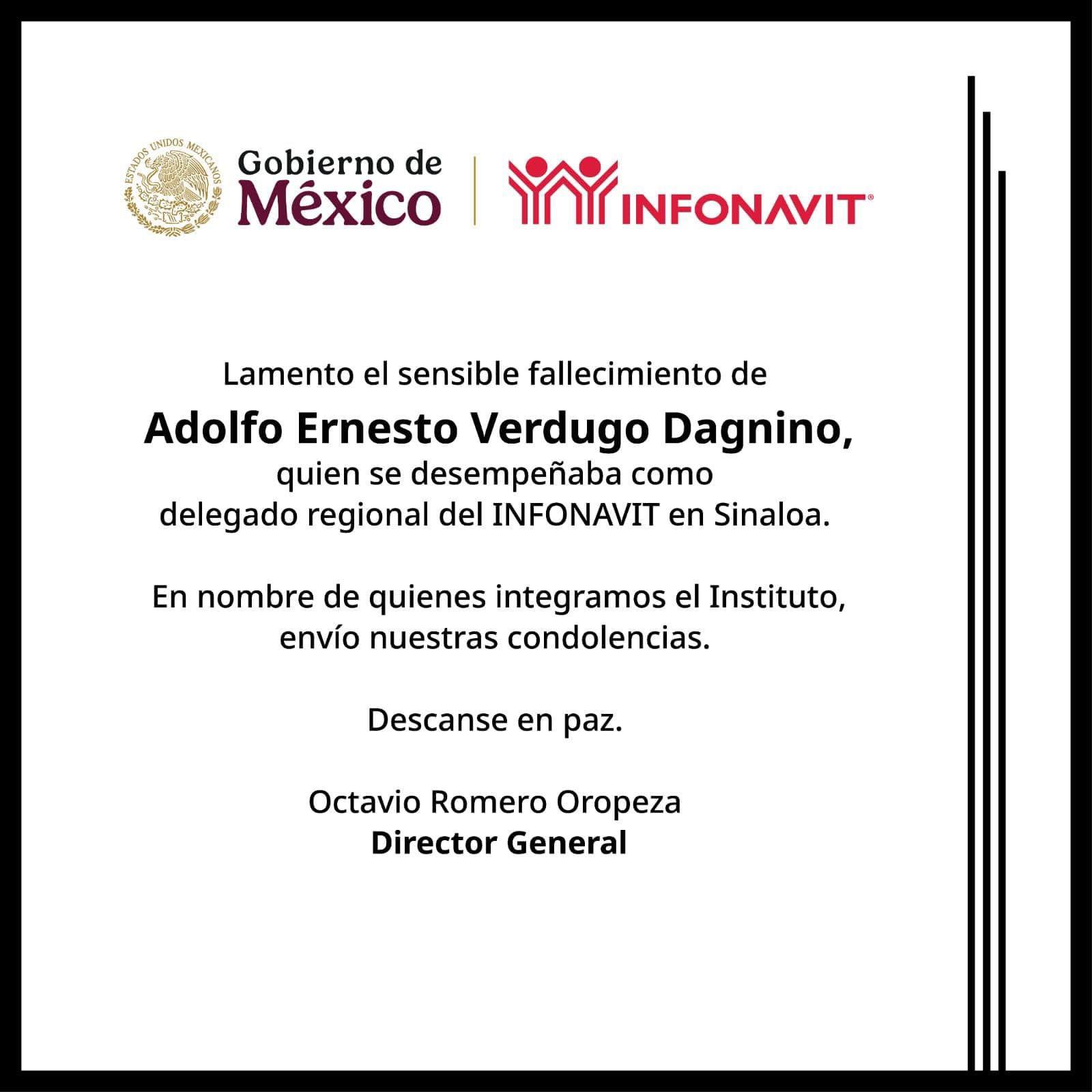 $!Fallece delegado del Infonavit en Sinaloa