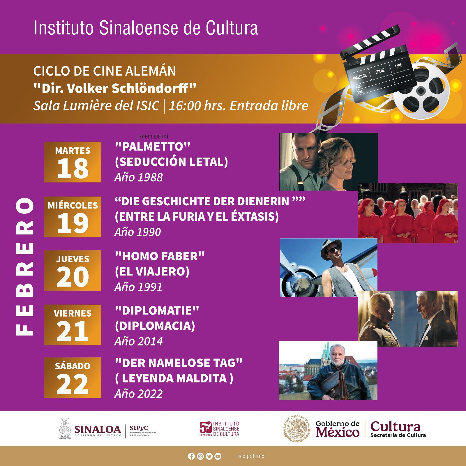 $!Proyectarán ciclo de cine de Volker Schlondorff en la Sala Lumière