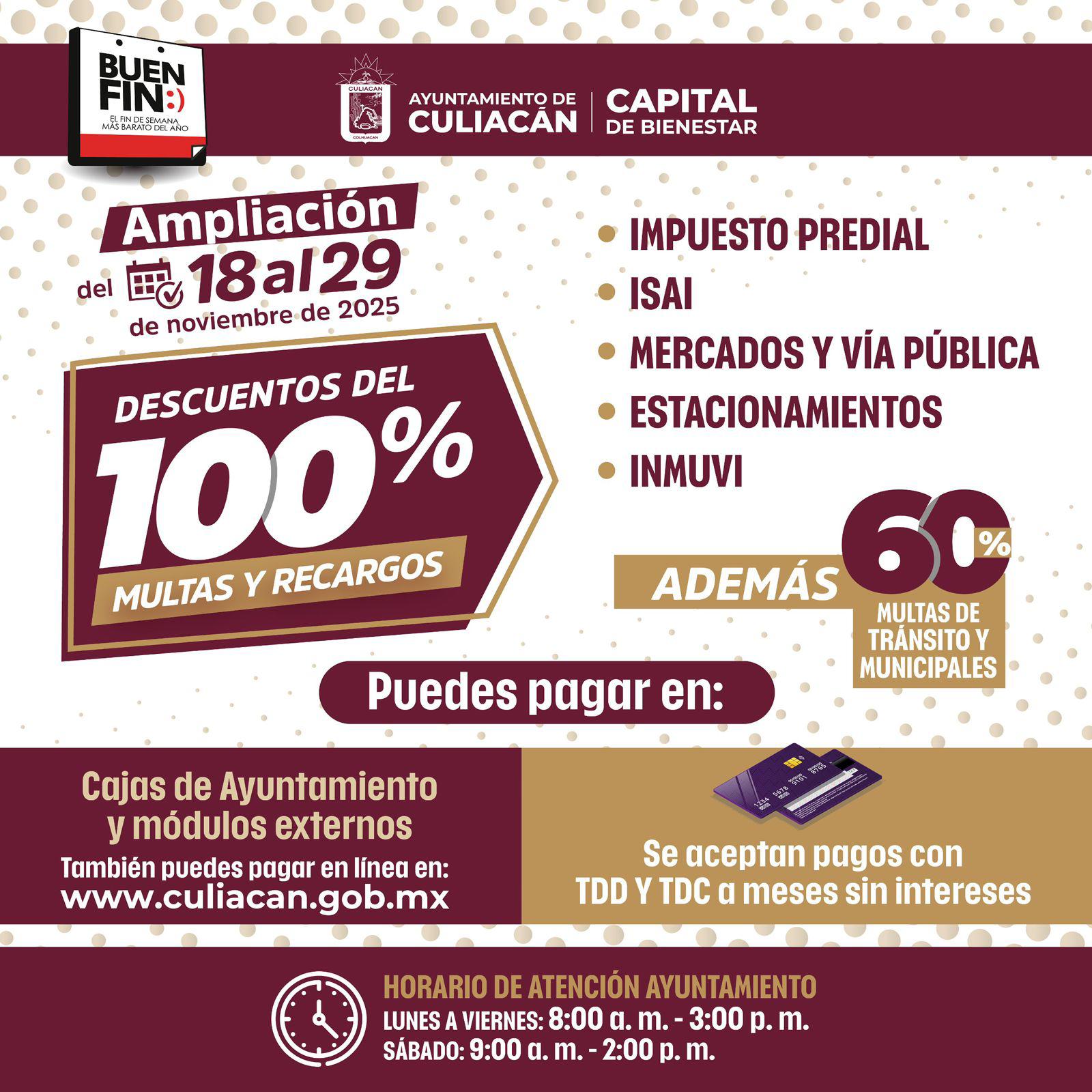 $!Extiende Ayuntamiento de Culiacán hasta el 29 de noviembre los descuentos del Buen Fin 2025