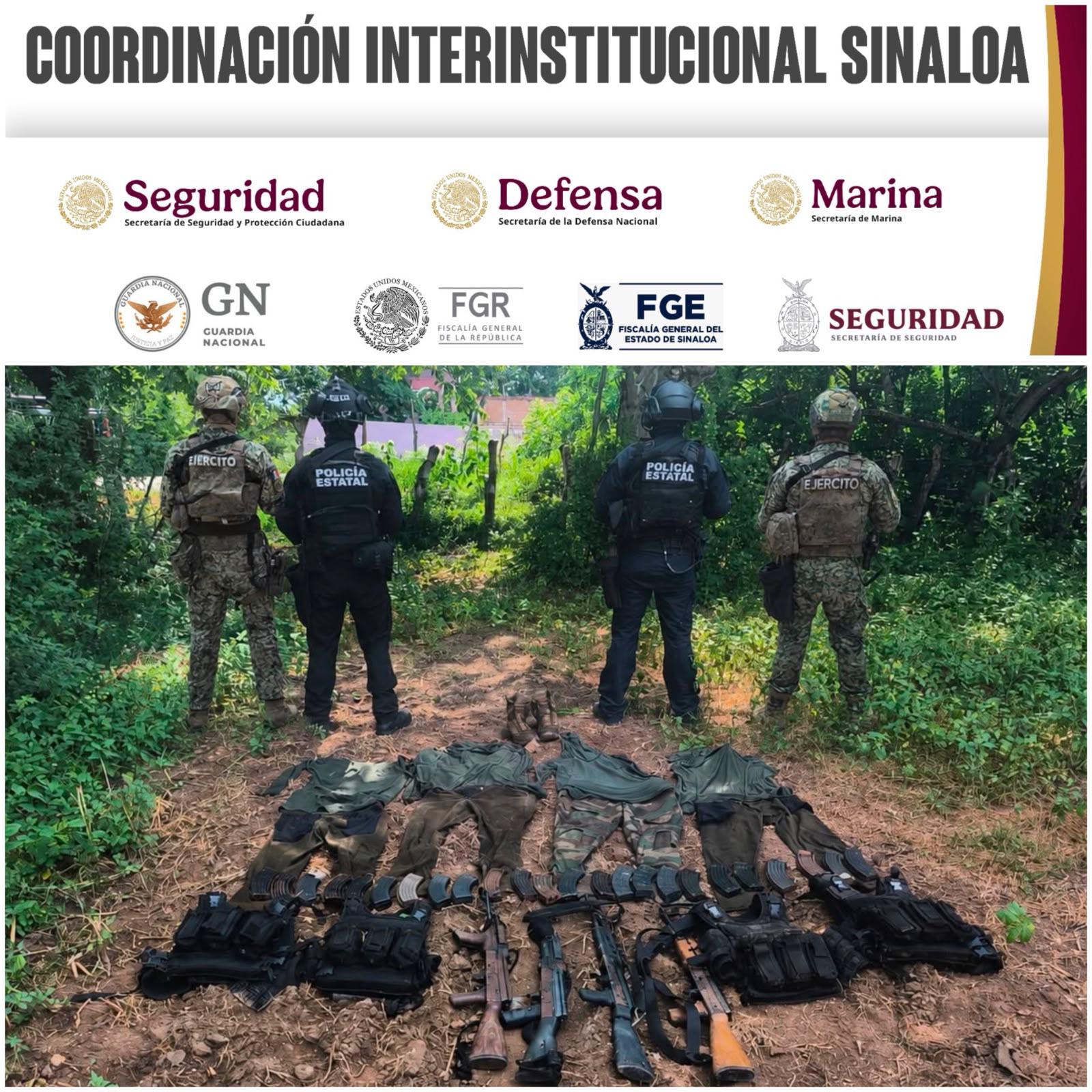 $!Desmantelan presunto campamento criminal y aseguran armas en El Recodo, Mazatlán