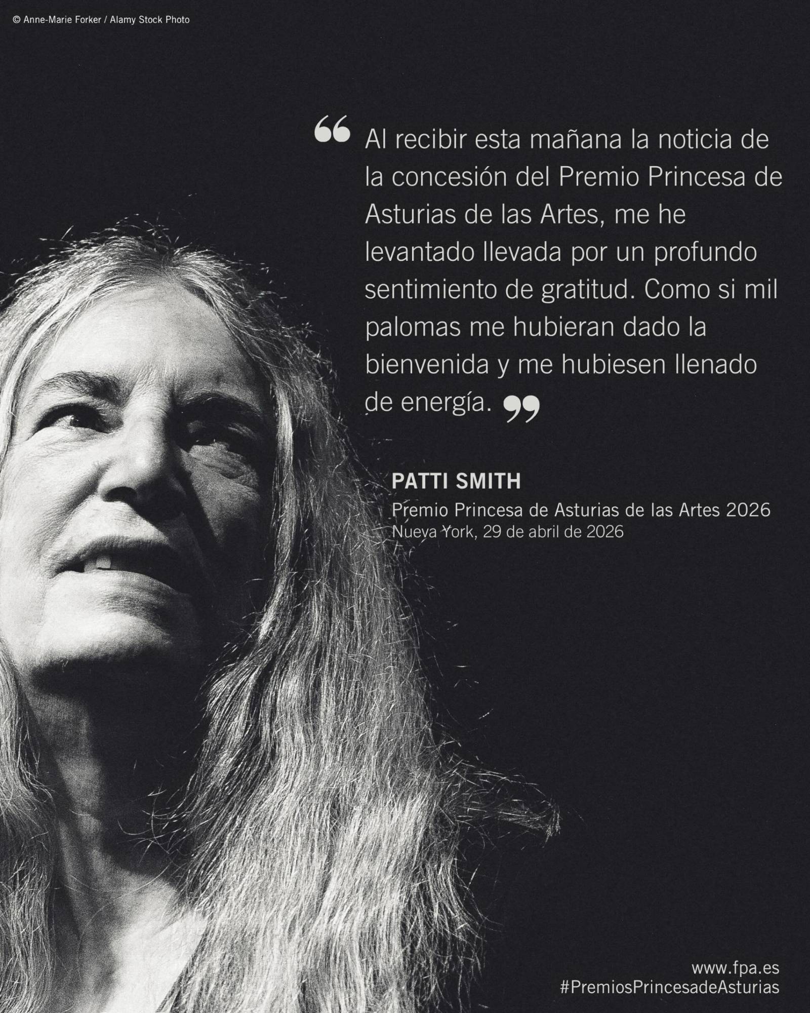 $!Se espera que Patti Smith viaje a Oviedo en octubre de 2026 para recoger el premio Princesa de Asturias 2026.