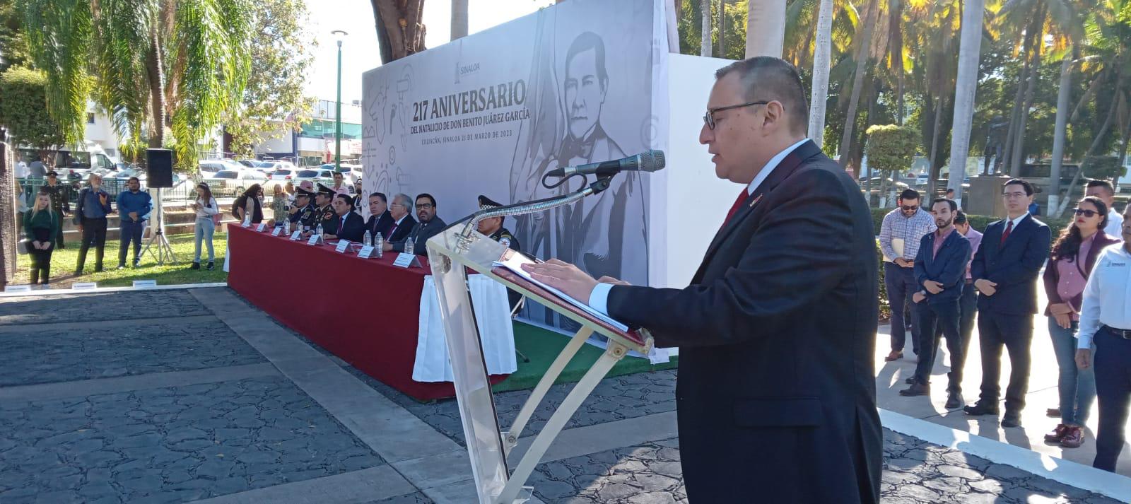 $!Izan Bandera en conmemoración del natalicio de Benito Juárez