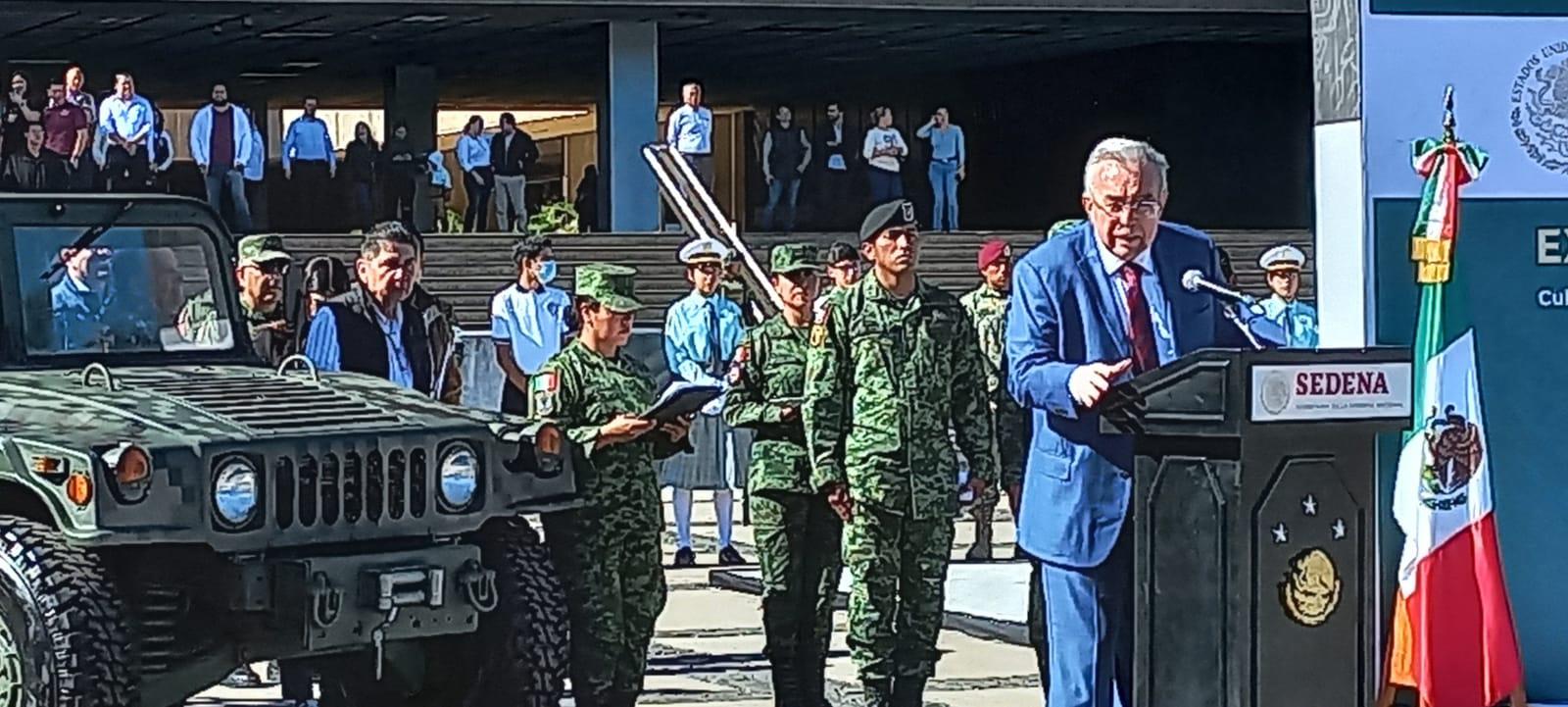 $!Inaugura Ejército la exposición ‘La Gran Fuerza de México’, en Palacio de Gobierno, en Culiacán