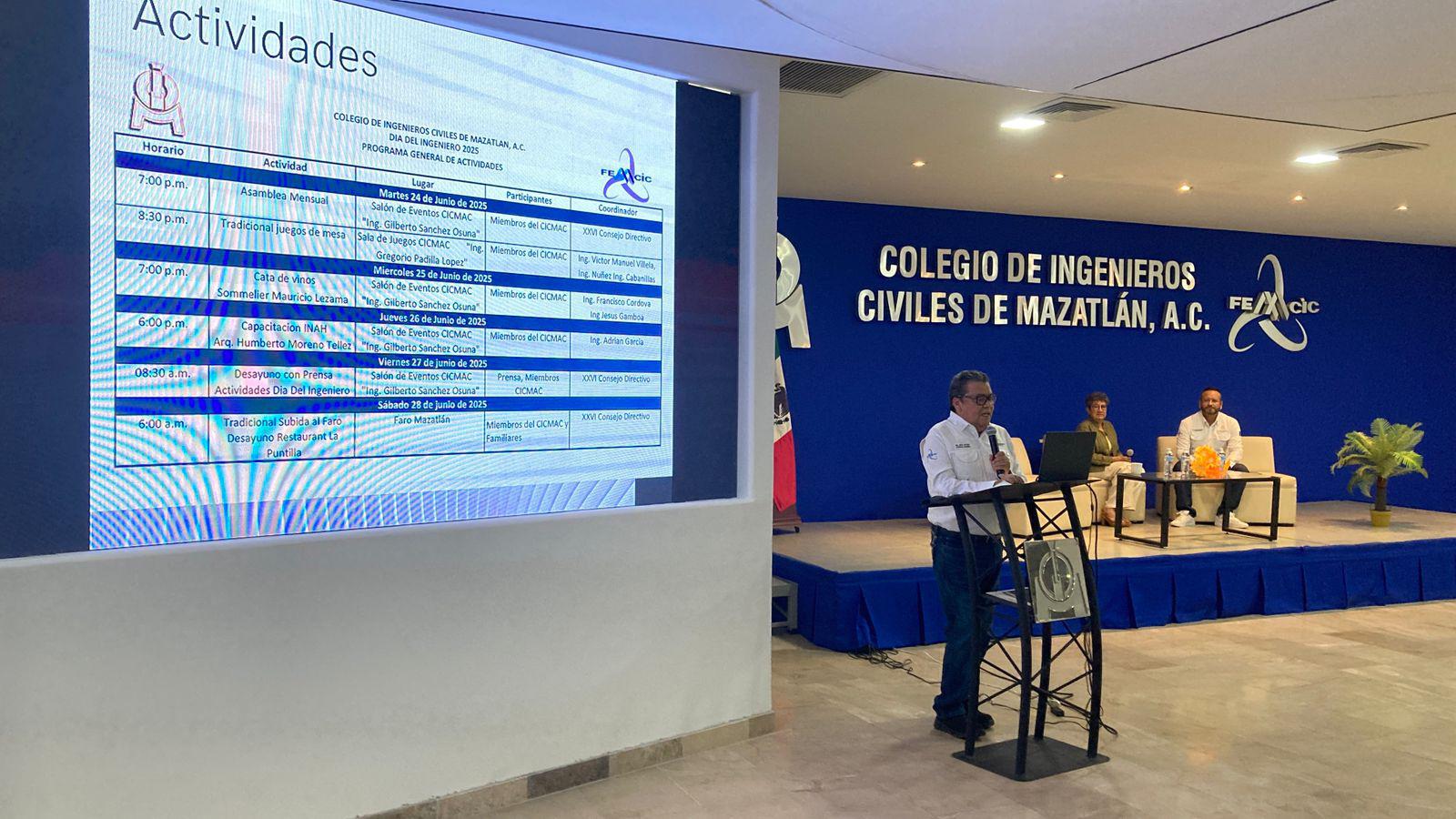 $!Alista Colegio de Ingenieros Civiles de Mazatlán festejos con 17 actividades en julio
