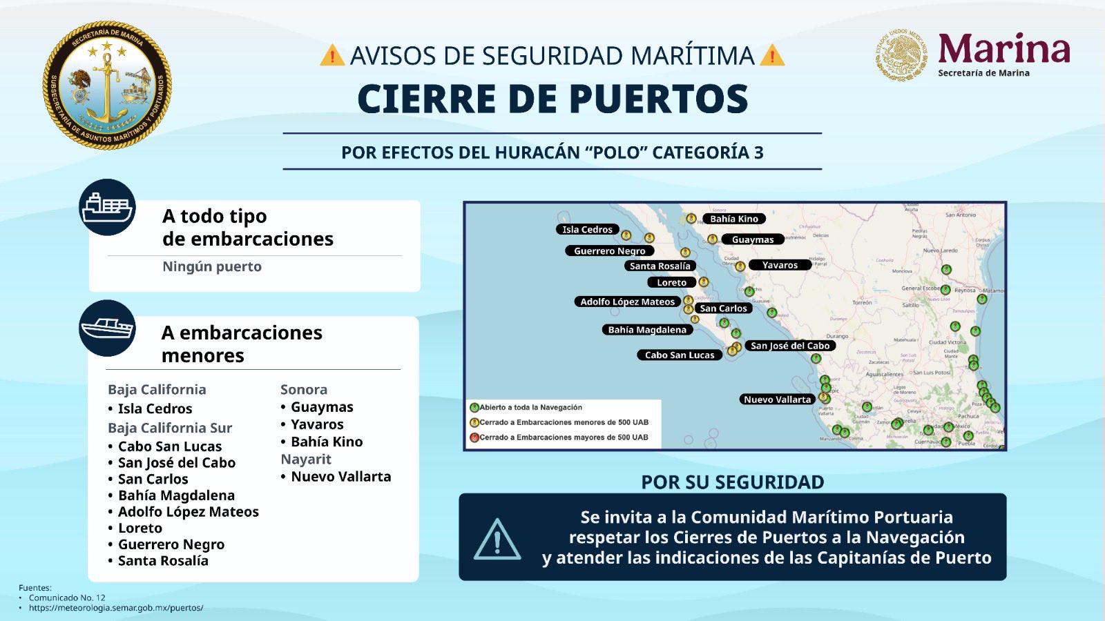 $!Protección Civil restringe movilidad en tres municipios de Baja California Sur por ‘Polo’