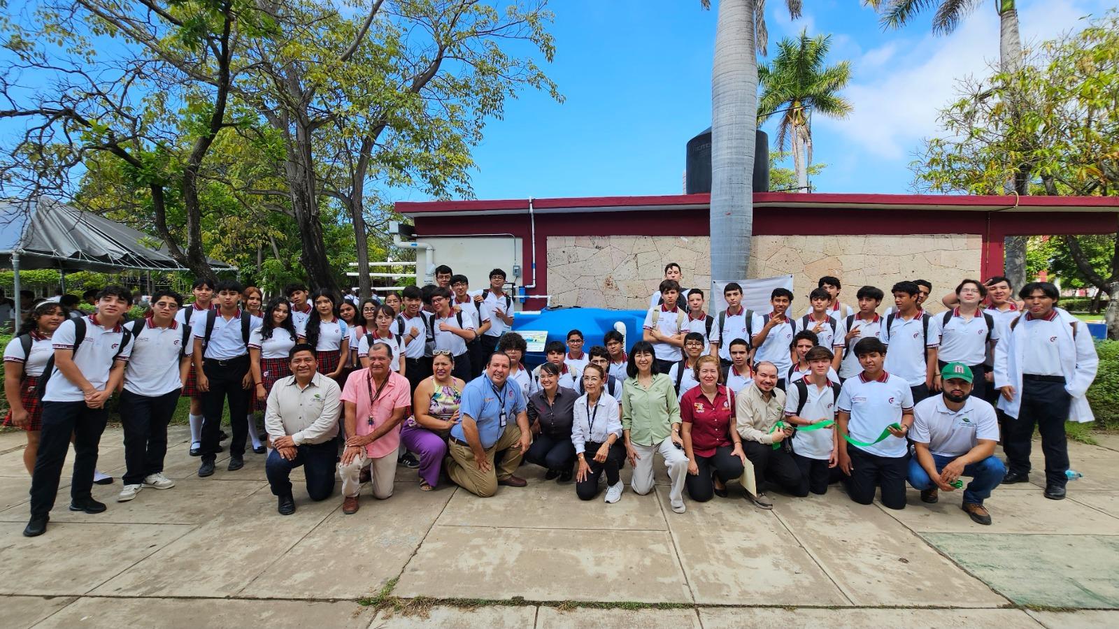 $!Inaugura Conselva sistema de captación de agua de lluvia en preparatoria de Mazatlán
