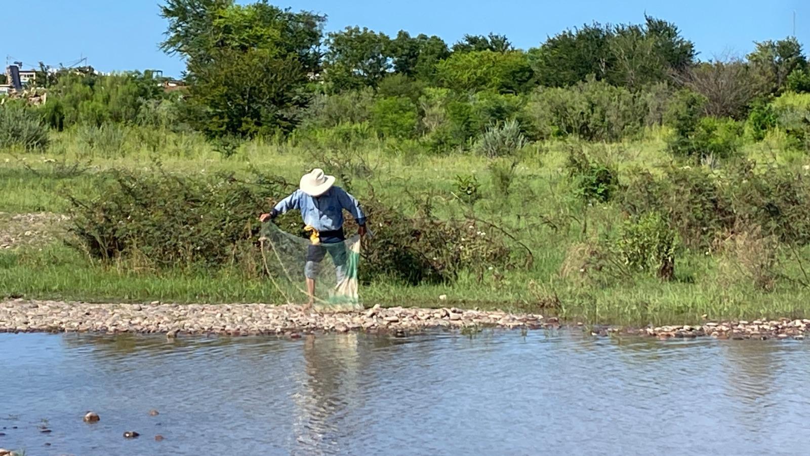 $!Hermilo busca con su atarraya capturar las bondades del río Baluarte en Rosario