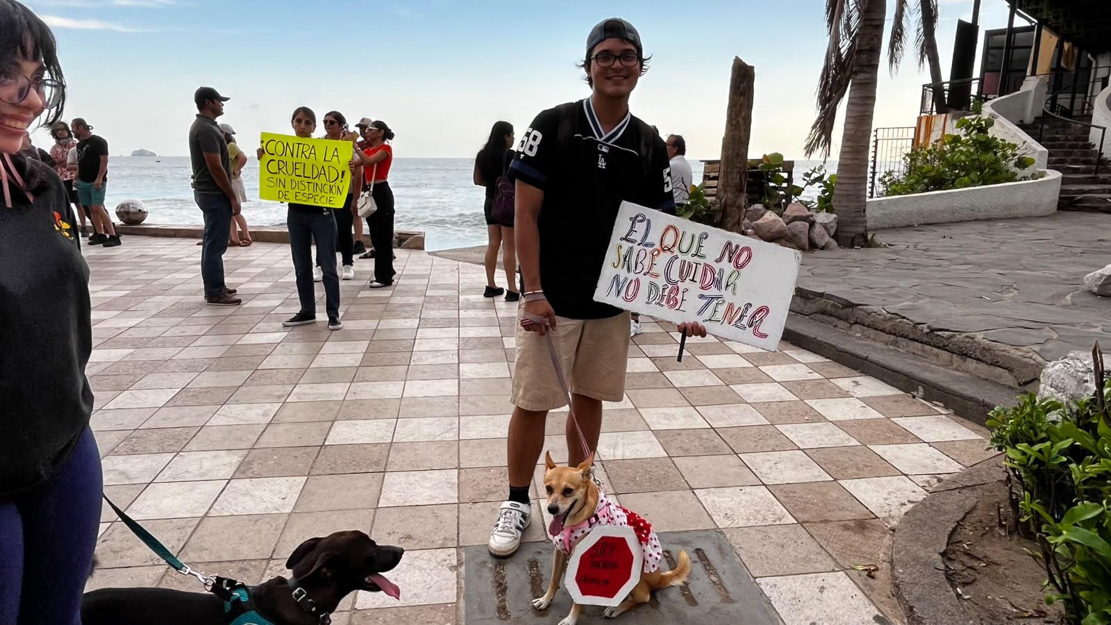 $!Realizan marcha en contra del maltrato animal en la Avenida del Mar, en Mazatlán