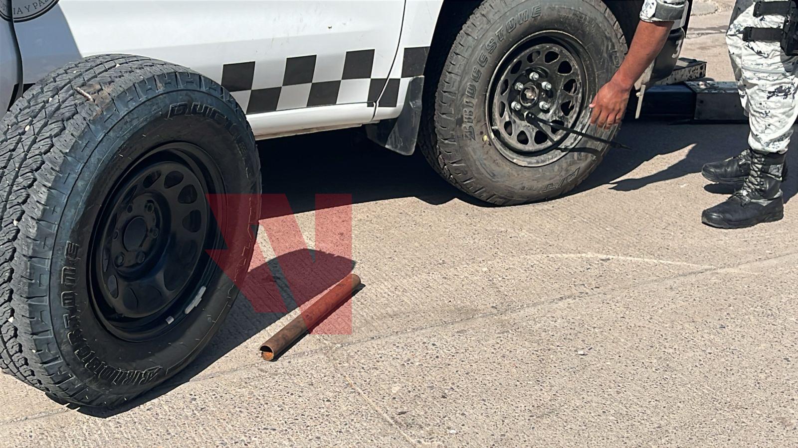 $!Patrulla de la Guardia Nacional resulta dañada por ponchallantas tras persecución en Culiacán