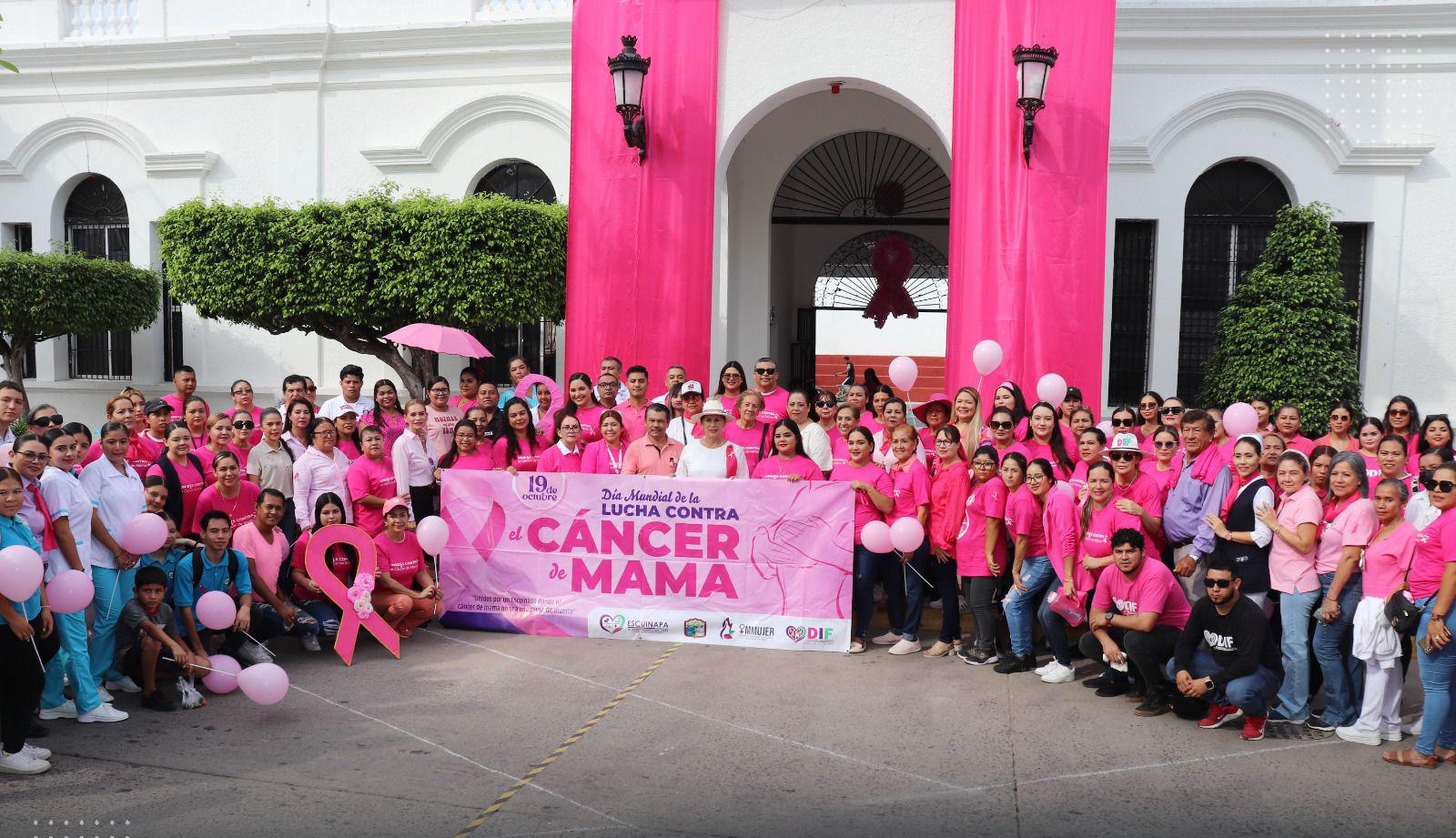 $!Se pinta de rosa Escuinapa para unirse a la lucha contra el cáncer de mama