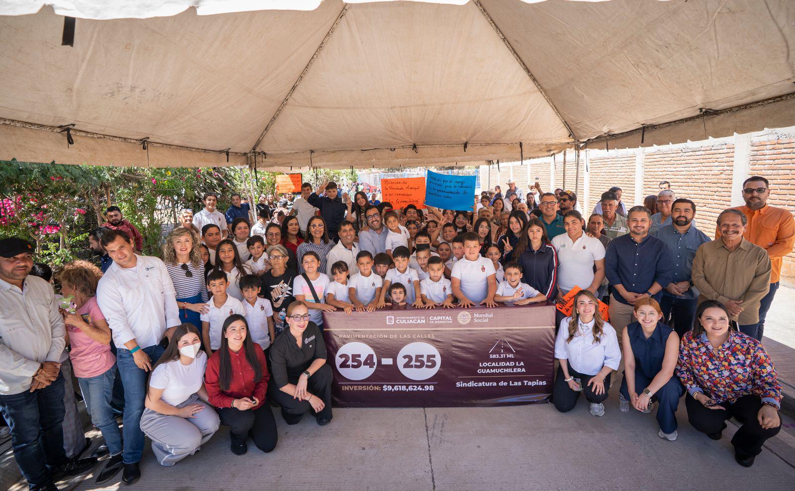 $!Entregan calles pavimentadas en La Guamuchilera, comunidad de Las Tapias, en Culiacán