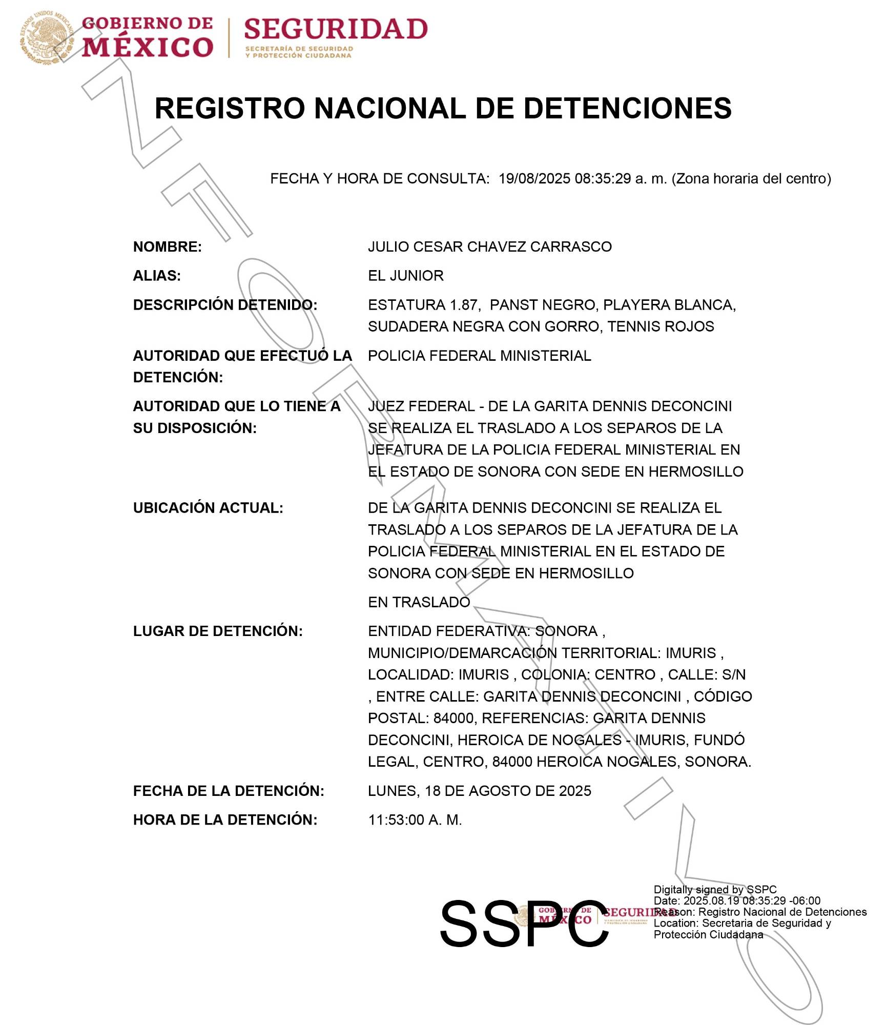 $!EU entrega a Julio César Chávez Jr. a México