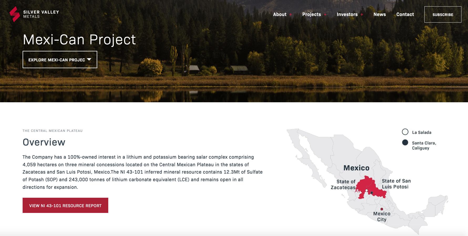 $!Imagen tomada del sitio web de la empresa Silver Valley Metals Corp.