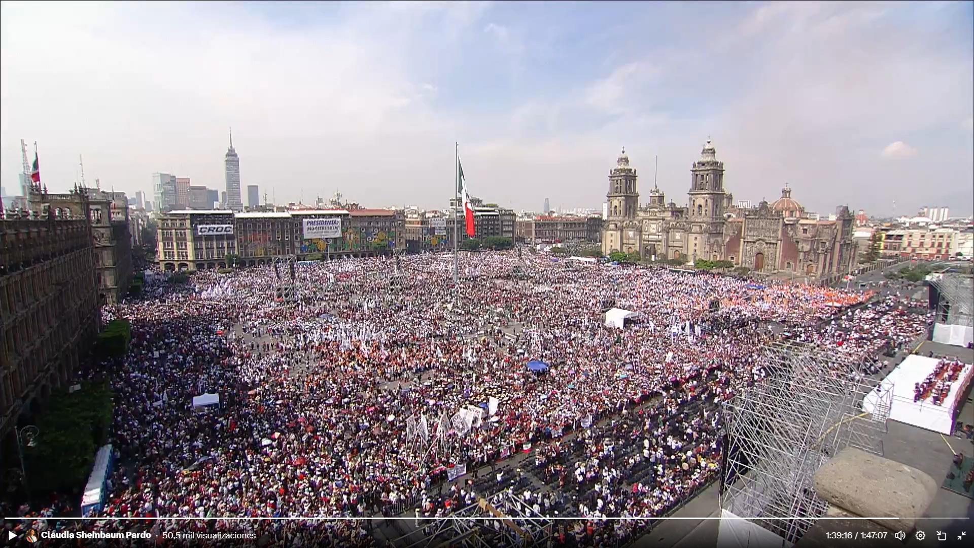 $!Sheinbaum acusa ‘campañas sucias’ y celebra siete años de la 4T ante más de 600 mil personas en el Zócalo