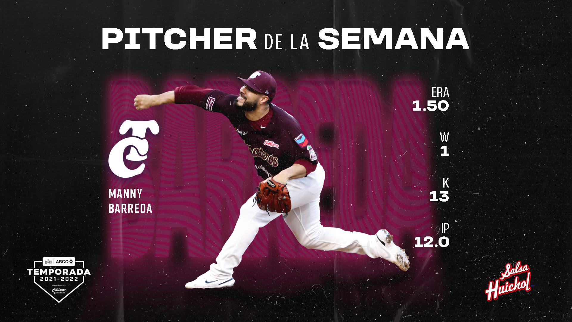 $!Manny Barreda, de Tomateros de Culiacán, es el Pítcher de la Semana en la LMP
