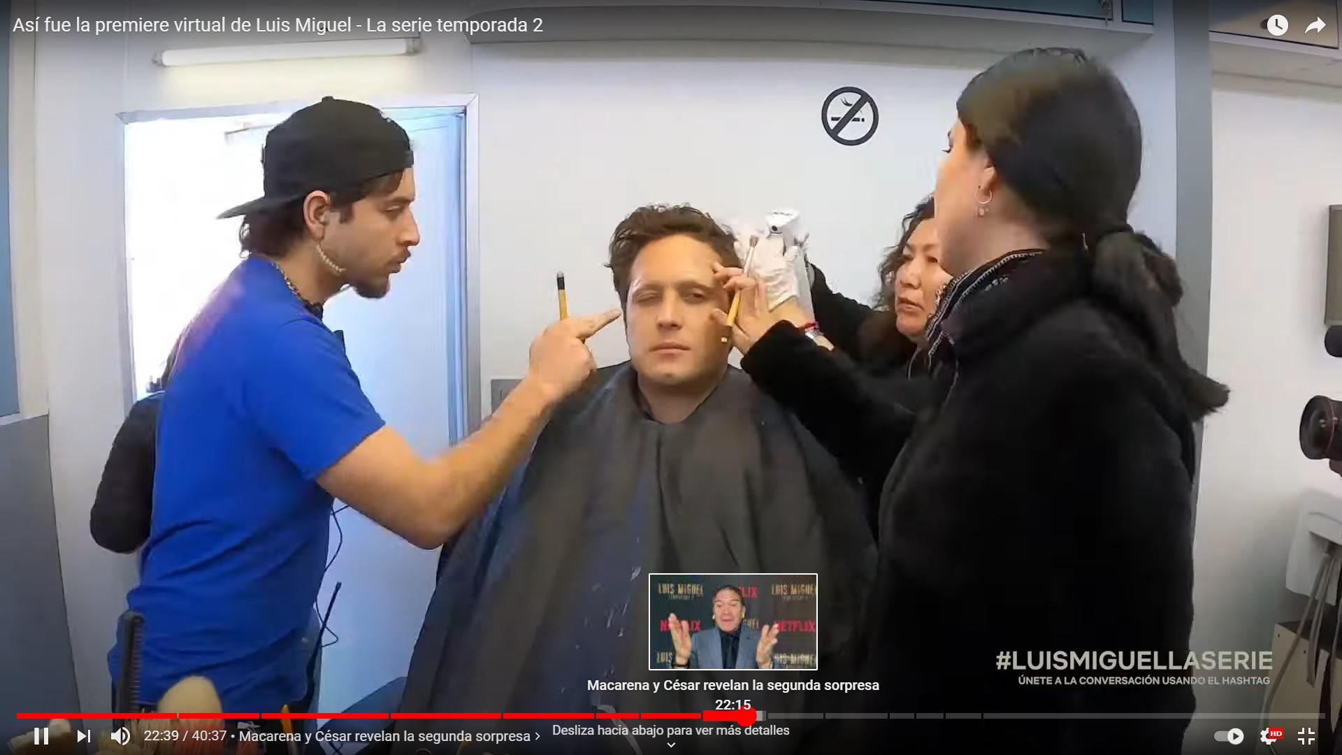 $!Diego Boneta en el set de maquillaje que lo caracteriza como Luis Miguel maduro.