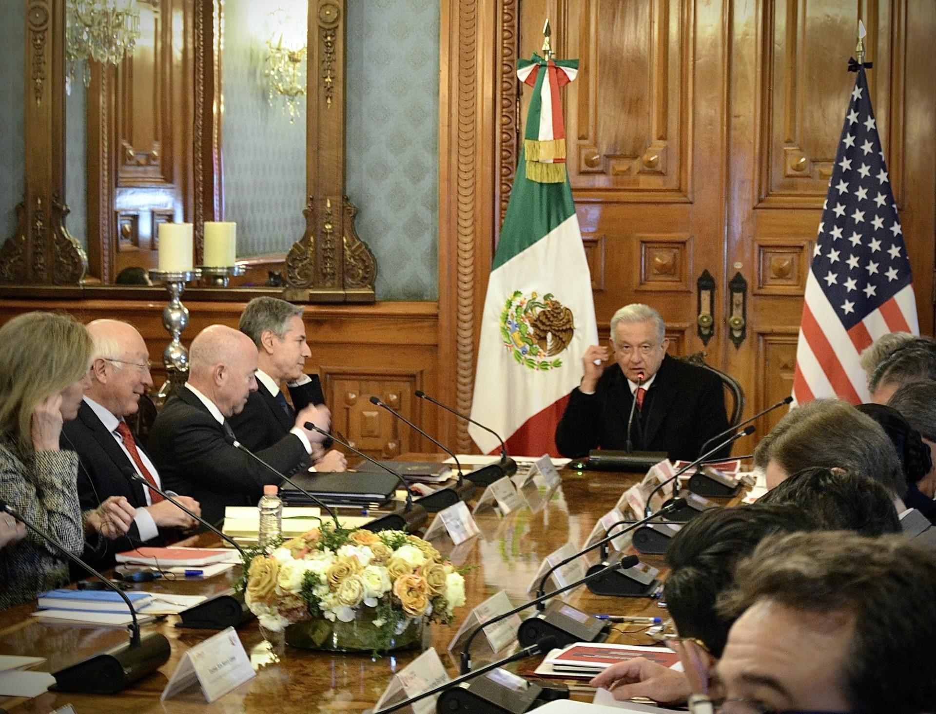 $!López Obrador se reúne con Blinken y Mayorkas en Palacio Nacional