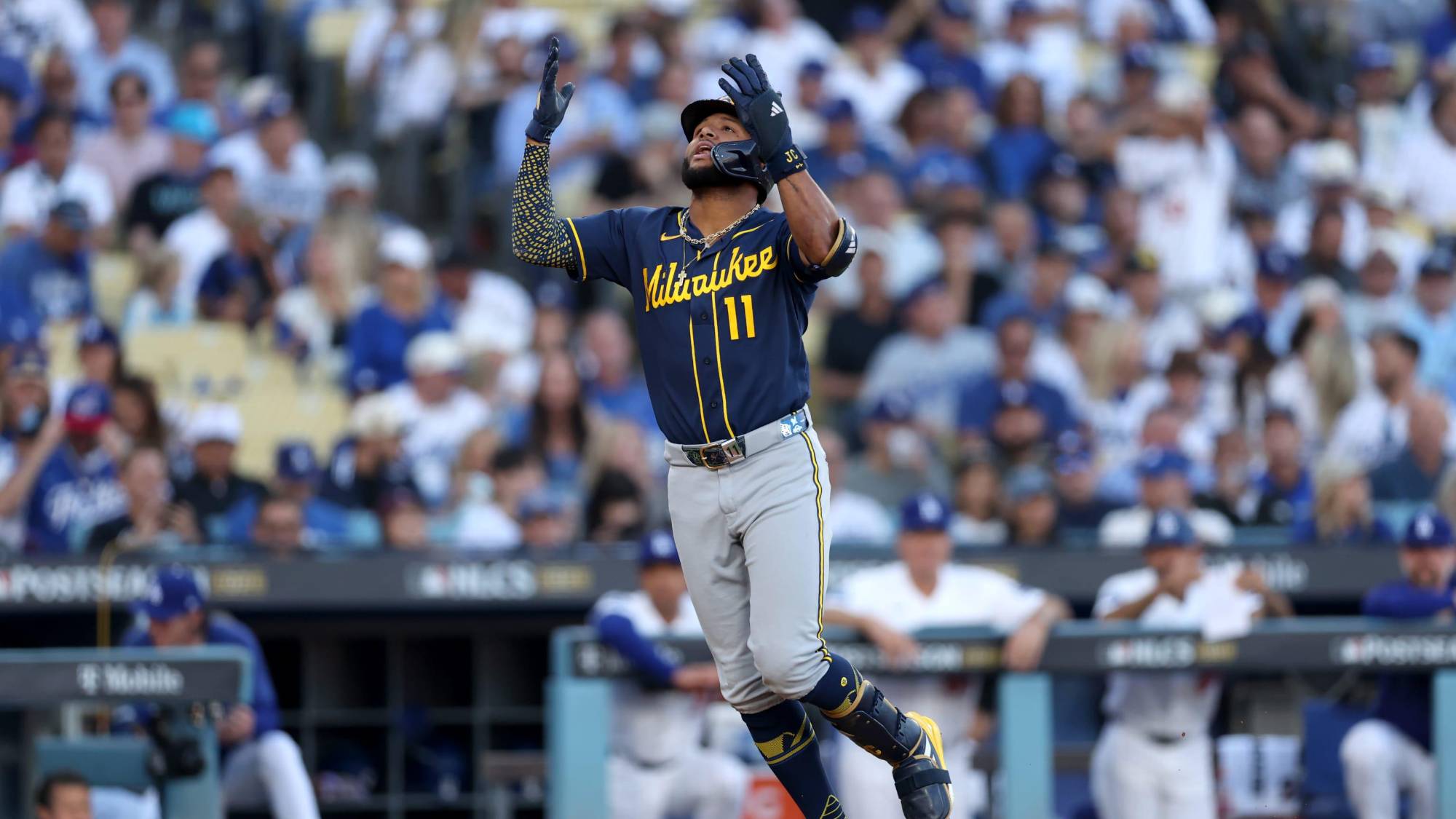 $!Cerveceros vencen a Dodgers en el Juego 3 y se colocan a un paso de la Serie Mundial