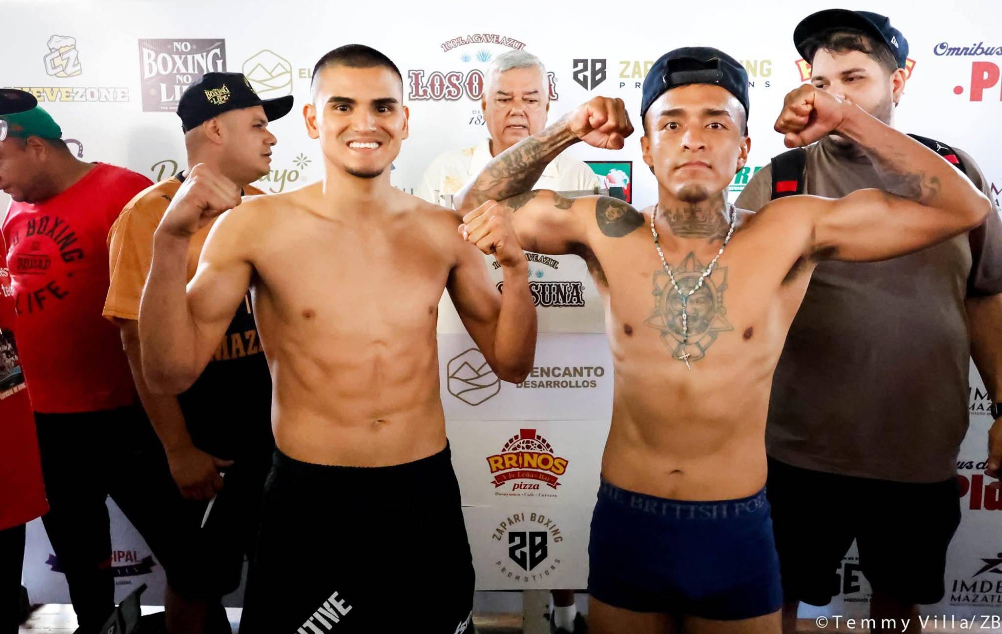 $!Tras el pesaje, se declaran listos los gladiadores de la función ‘Fuego en el Ring’, en Mazatlán