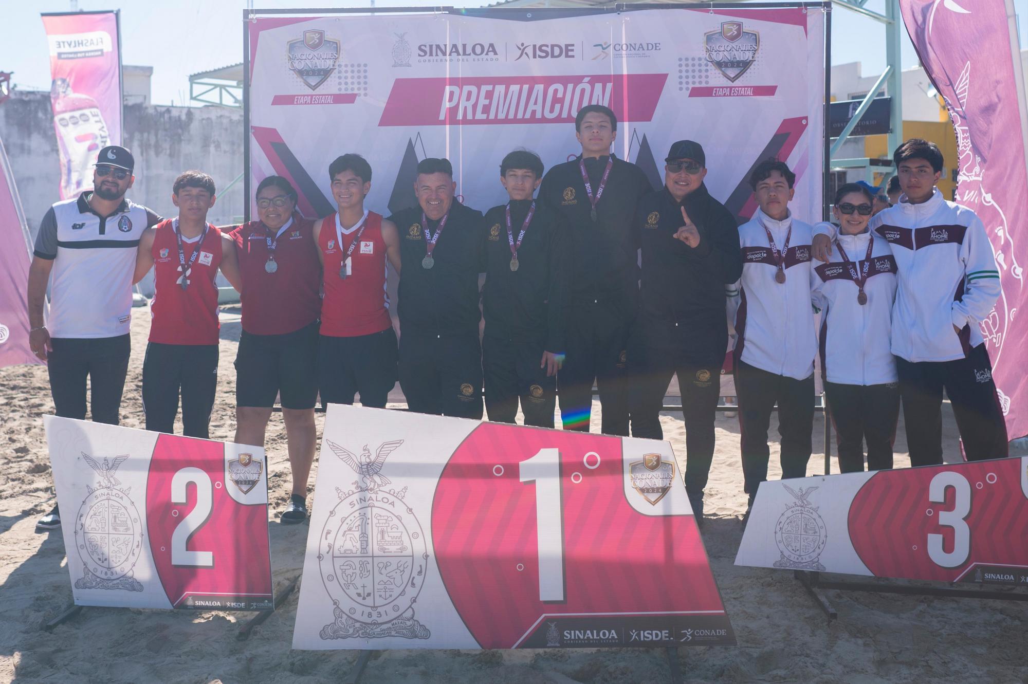 $!Guasave, el ‘rey’ del voleibol de playa en estatal de Juegos Conade