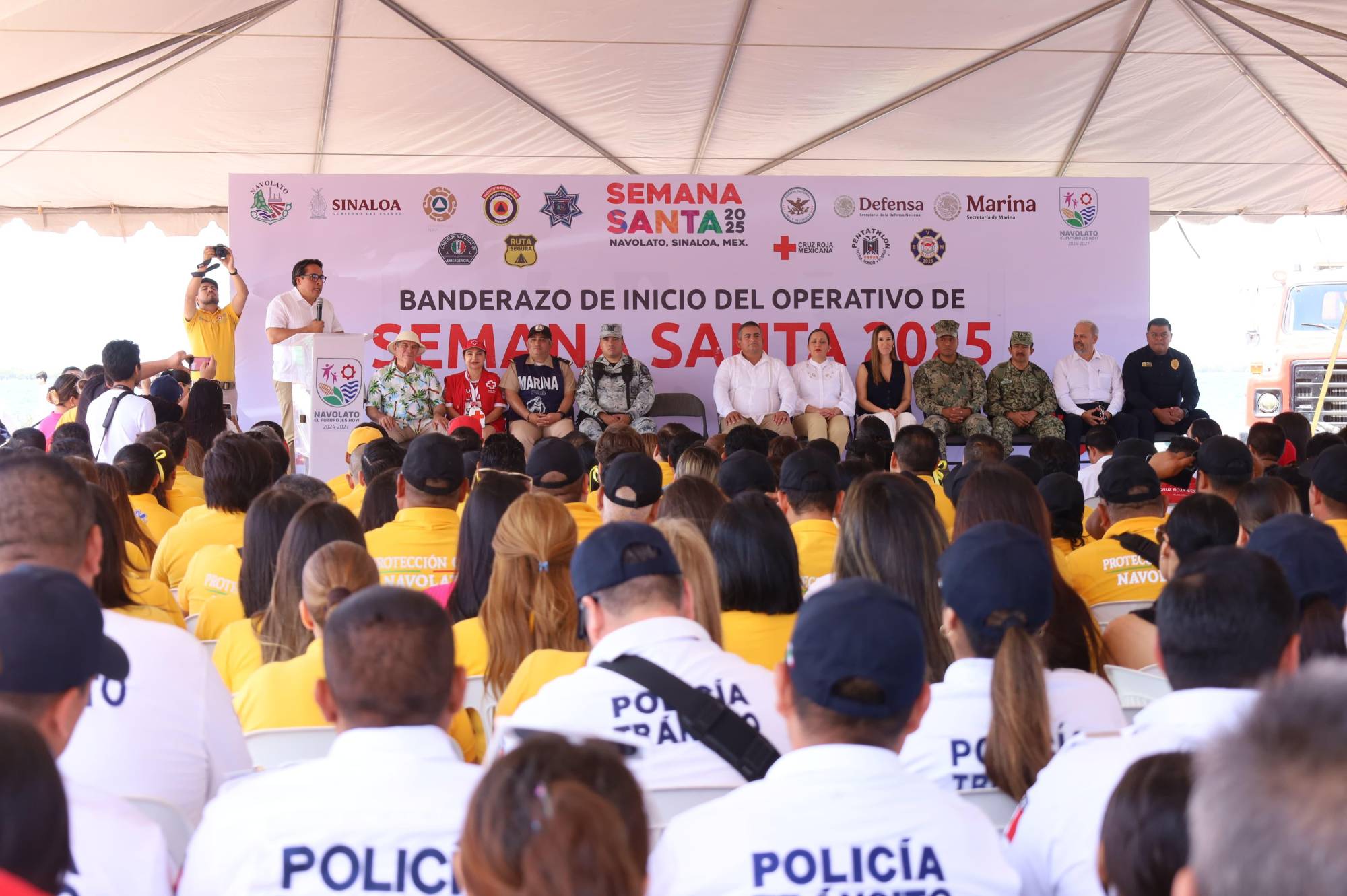 $!Dan banderazo de inicio al operativo de Semana Santa en Navolato