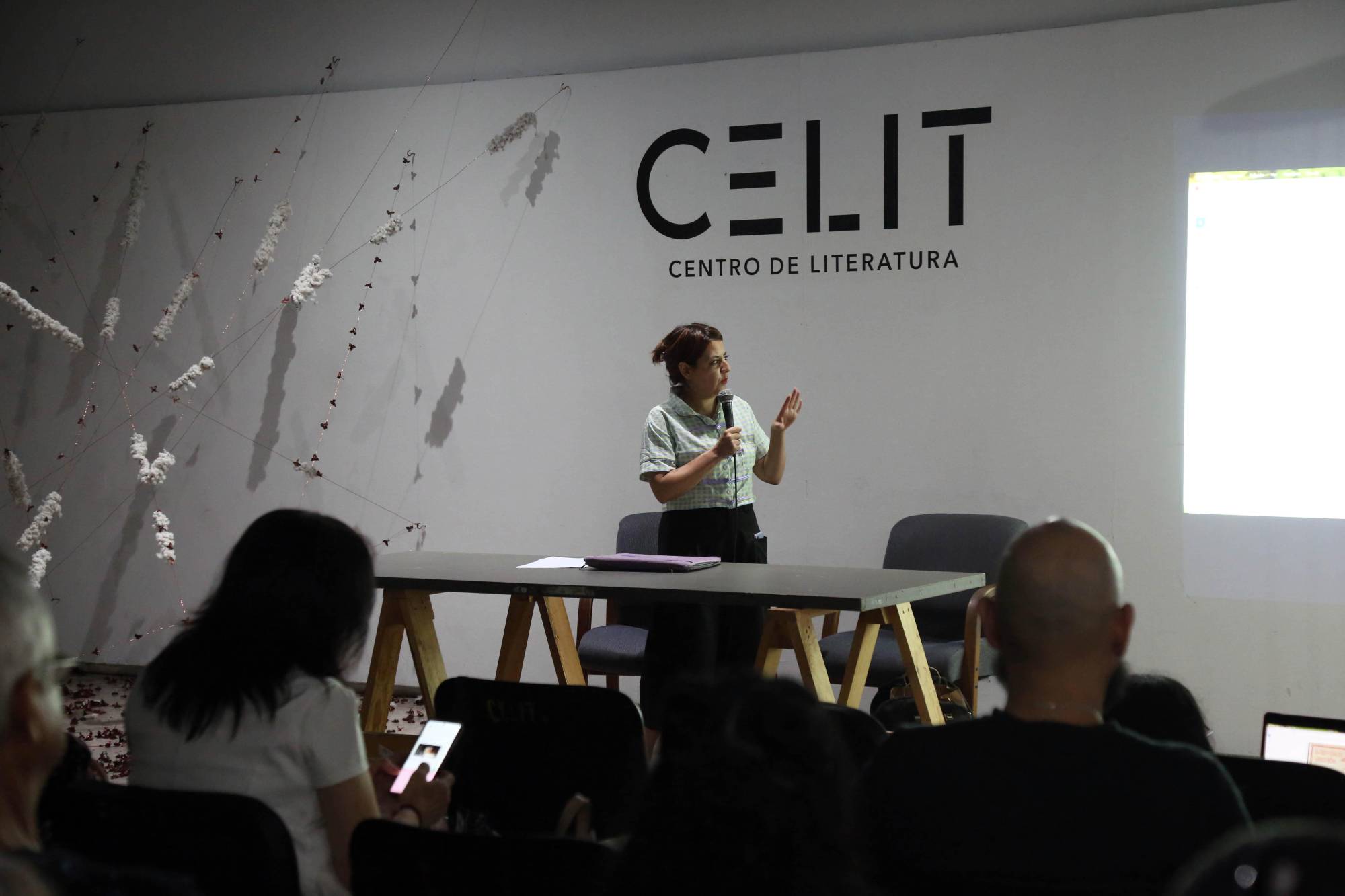 $!Xitlálitl Rodríguez Mendoza durante su conferencia sobre revistas literarias.