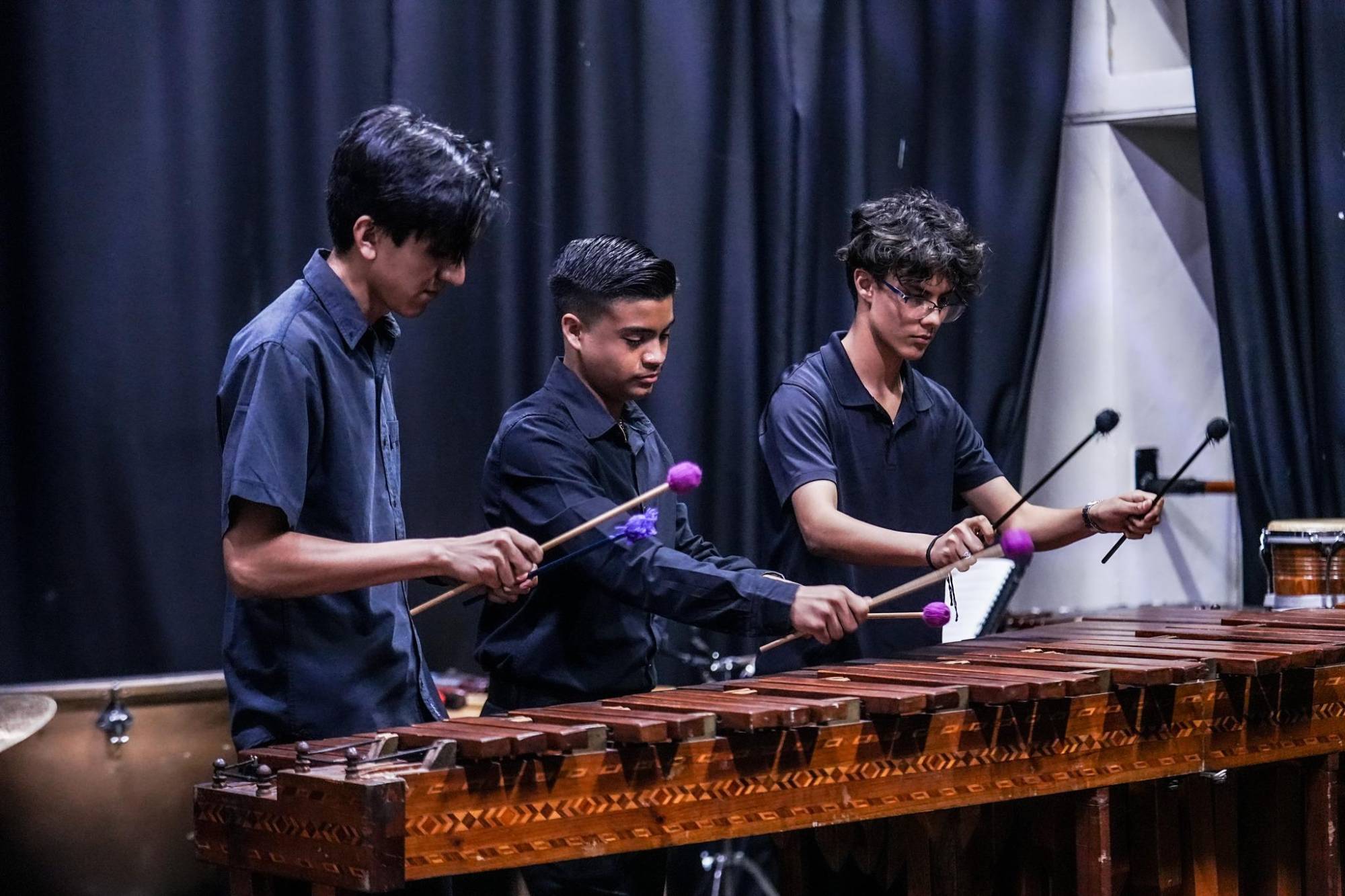 $!Los jóvenes mostraron su talento en la marimba.