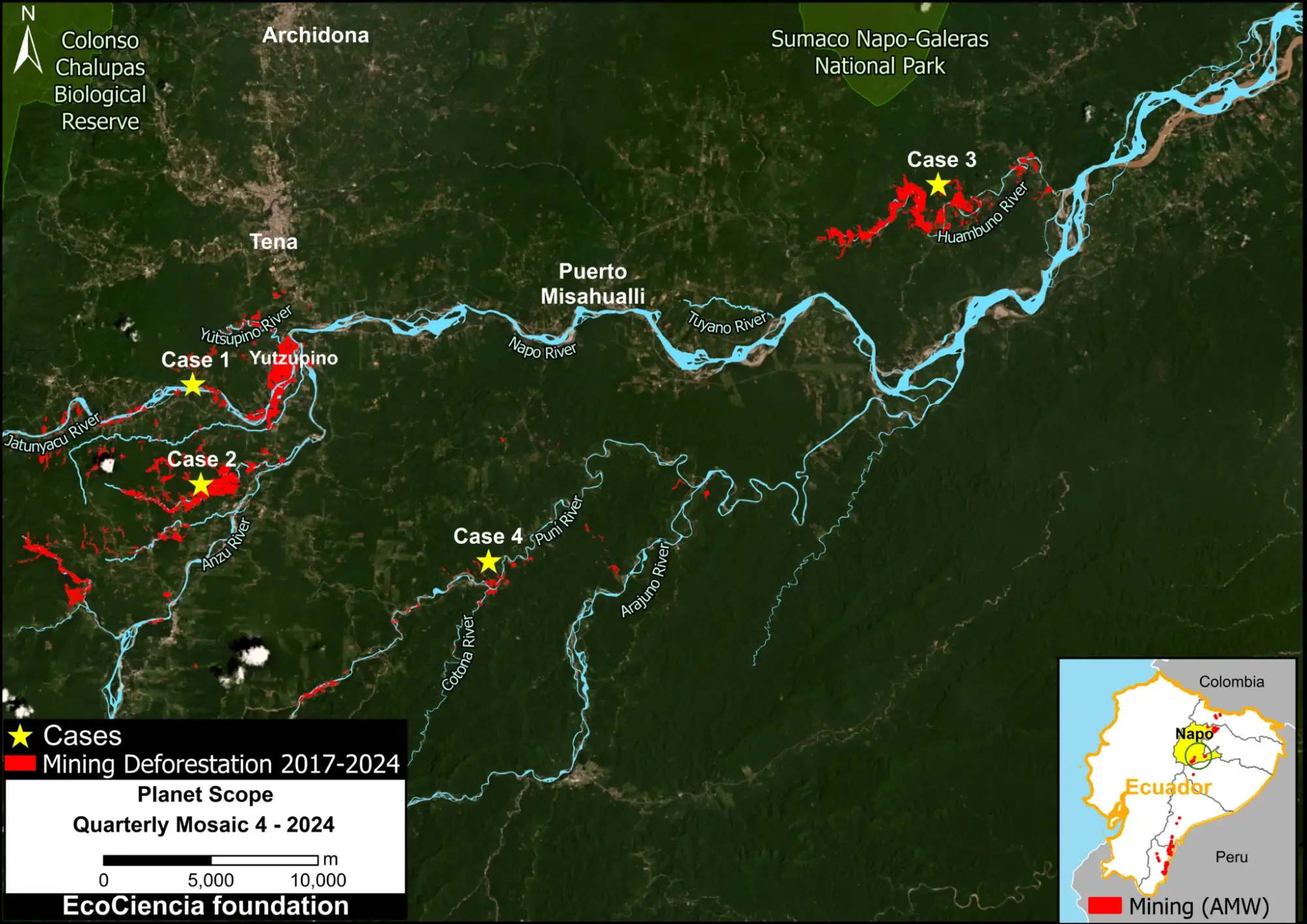 $!En Ecuador, la minería ilegal destruye un afluente del Amazonas y amenaza a una ciudad