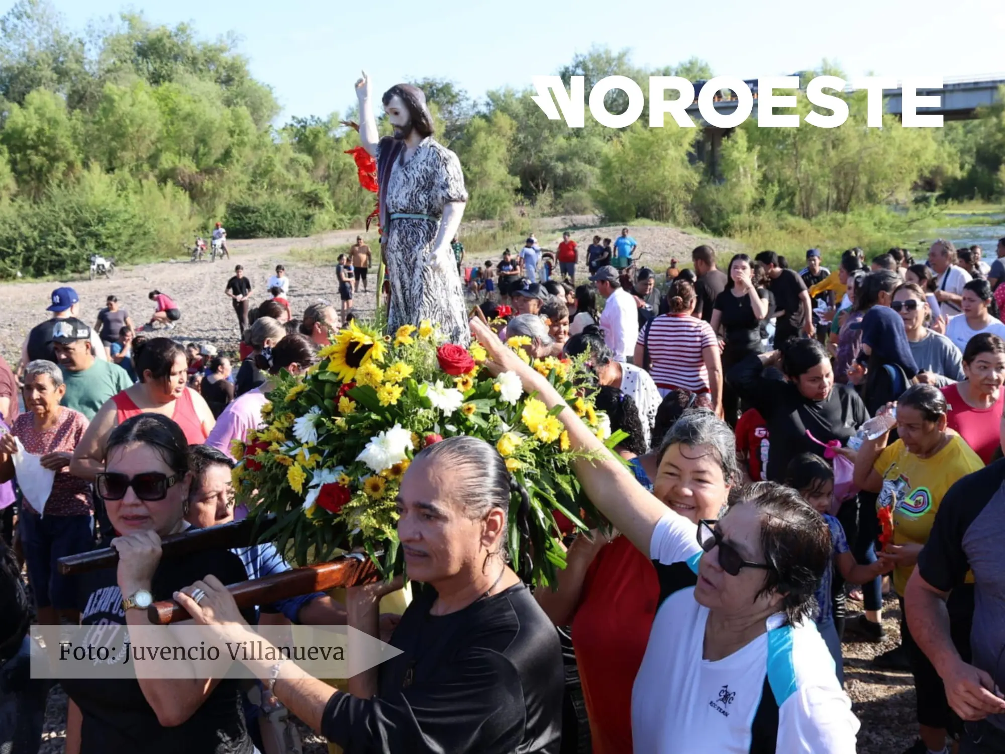 $!Honran devotos de Villa Unión a San Juan Bautista con tradicional peregrinación y baño en el río Presidio