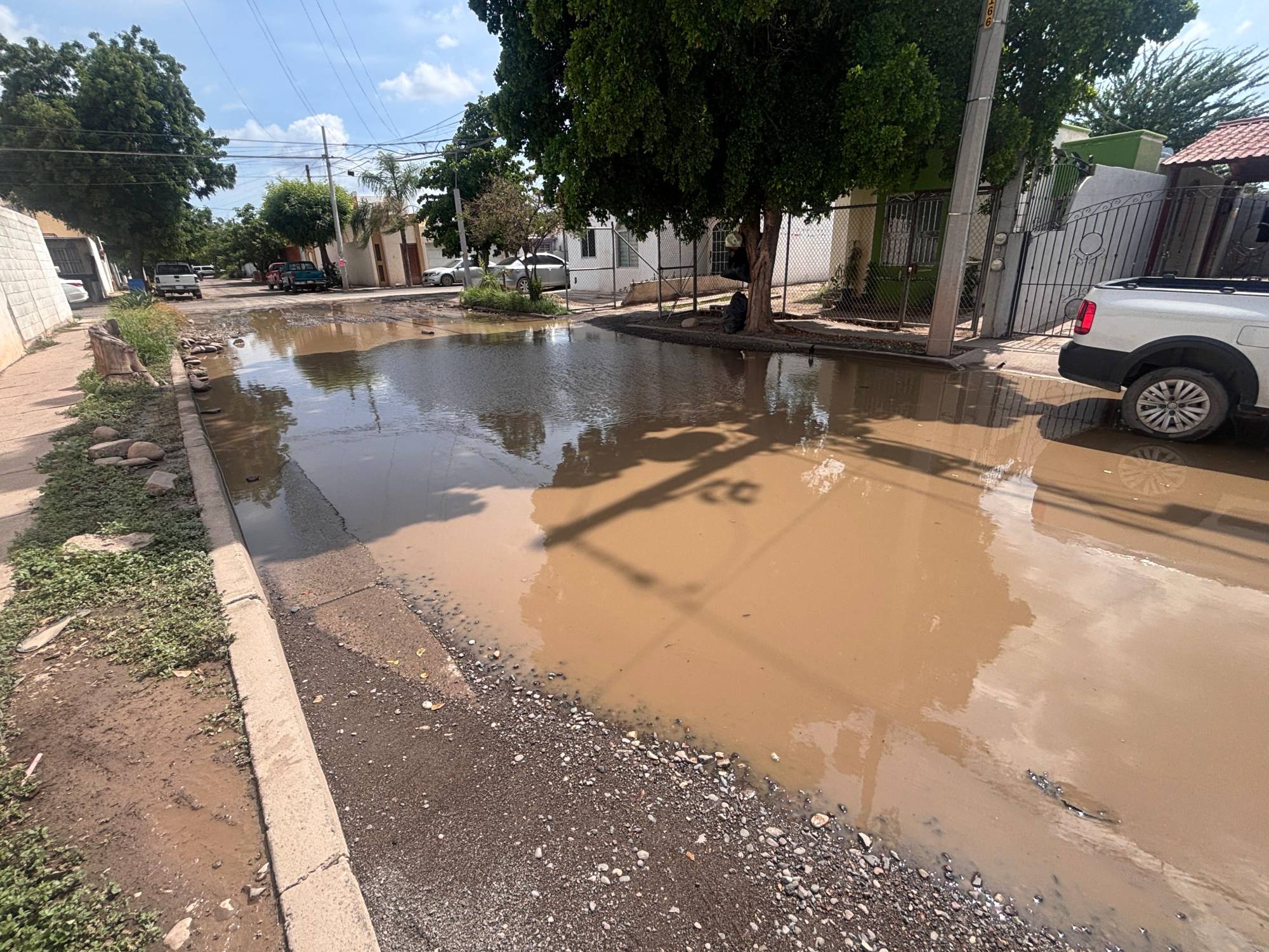 $!Vecinos de Campo Bello en Culiacán padecen encharcamientos persistentes por falta de pavimentación