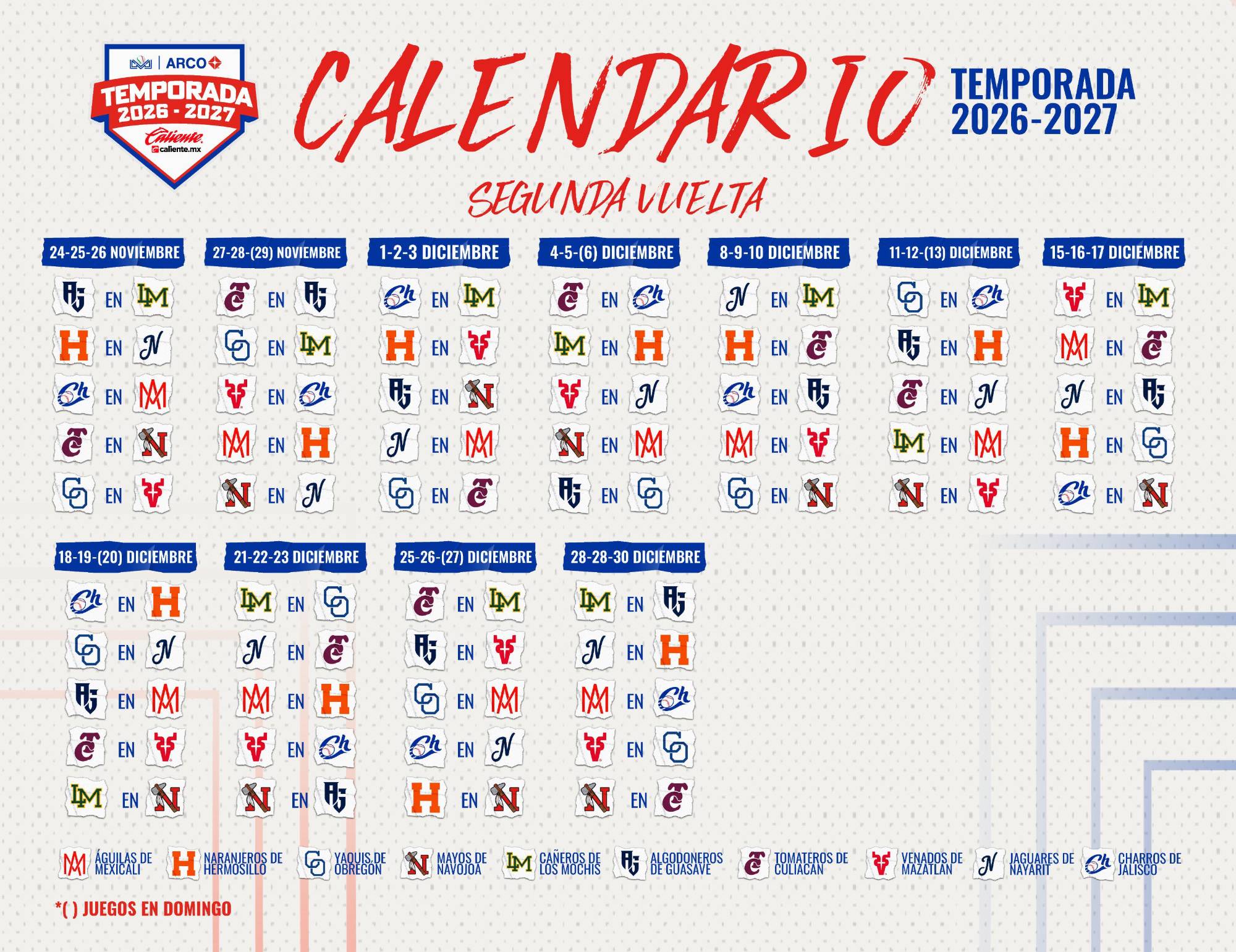 $!Destapan calendario completo de la temporada 2026-2027 de la LMP