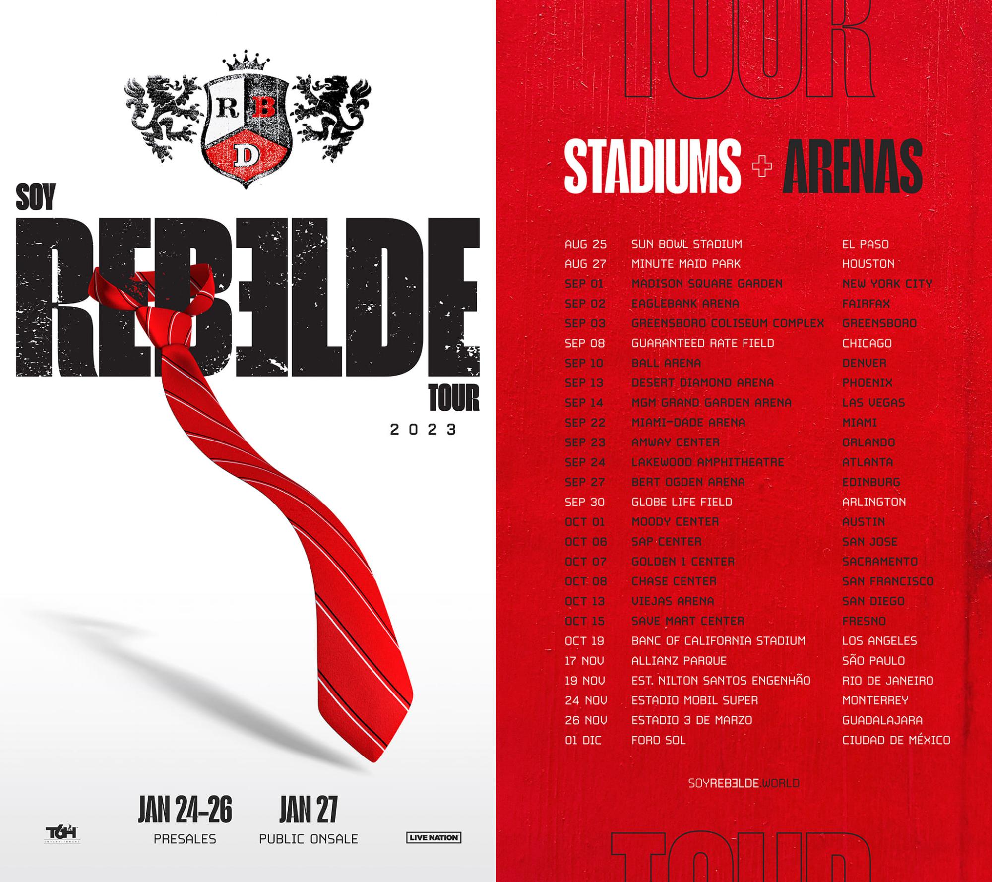 $!Revelan fechas del ‘Soy Rebelde Tour’ de RDB