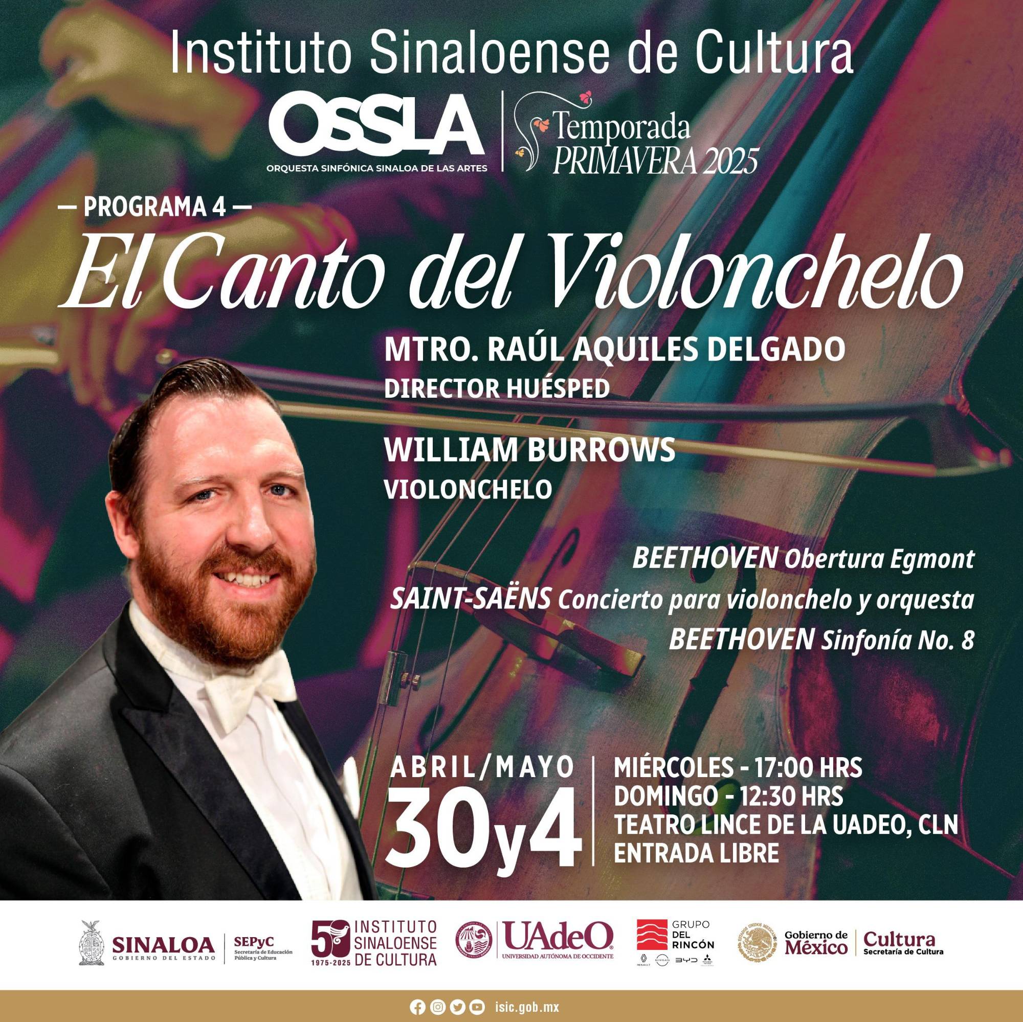 $!El músico hará gala de su talento en el violonchelo.