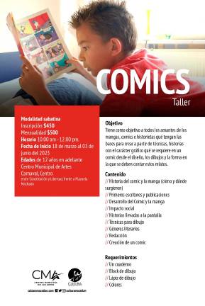 Invitan a ingresar al Taller de Cómics que se impartirá en el CMA a partir del 9 de septiembre.