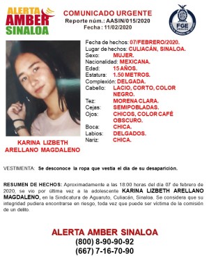 Se busca a la joven Karina Lizbeth Arellano en Culiacán