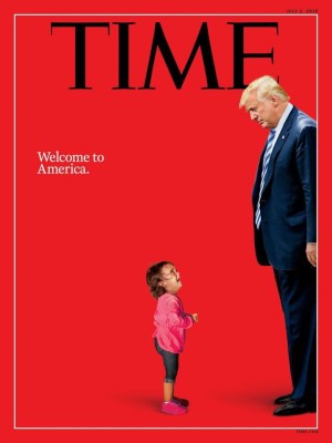 Enfrenta portada de revista Time a Trump con niña migrante